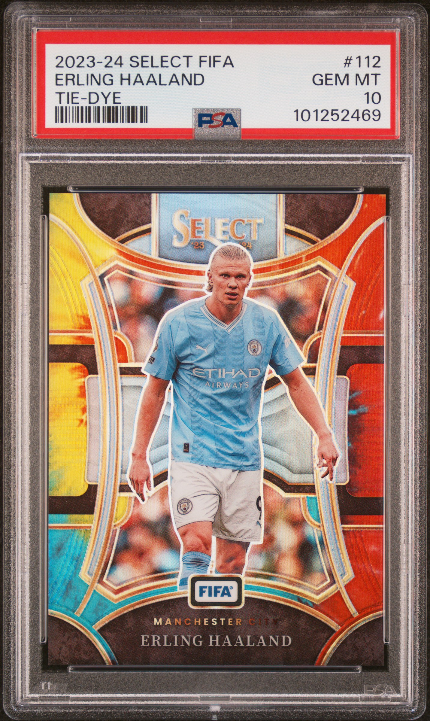 2023-24 Panini Select Fifa Erling Haaland #112 (Tie-Dye) Gem Mt 10 front