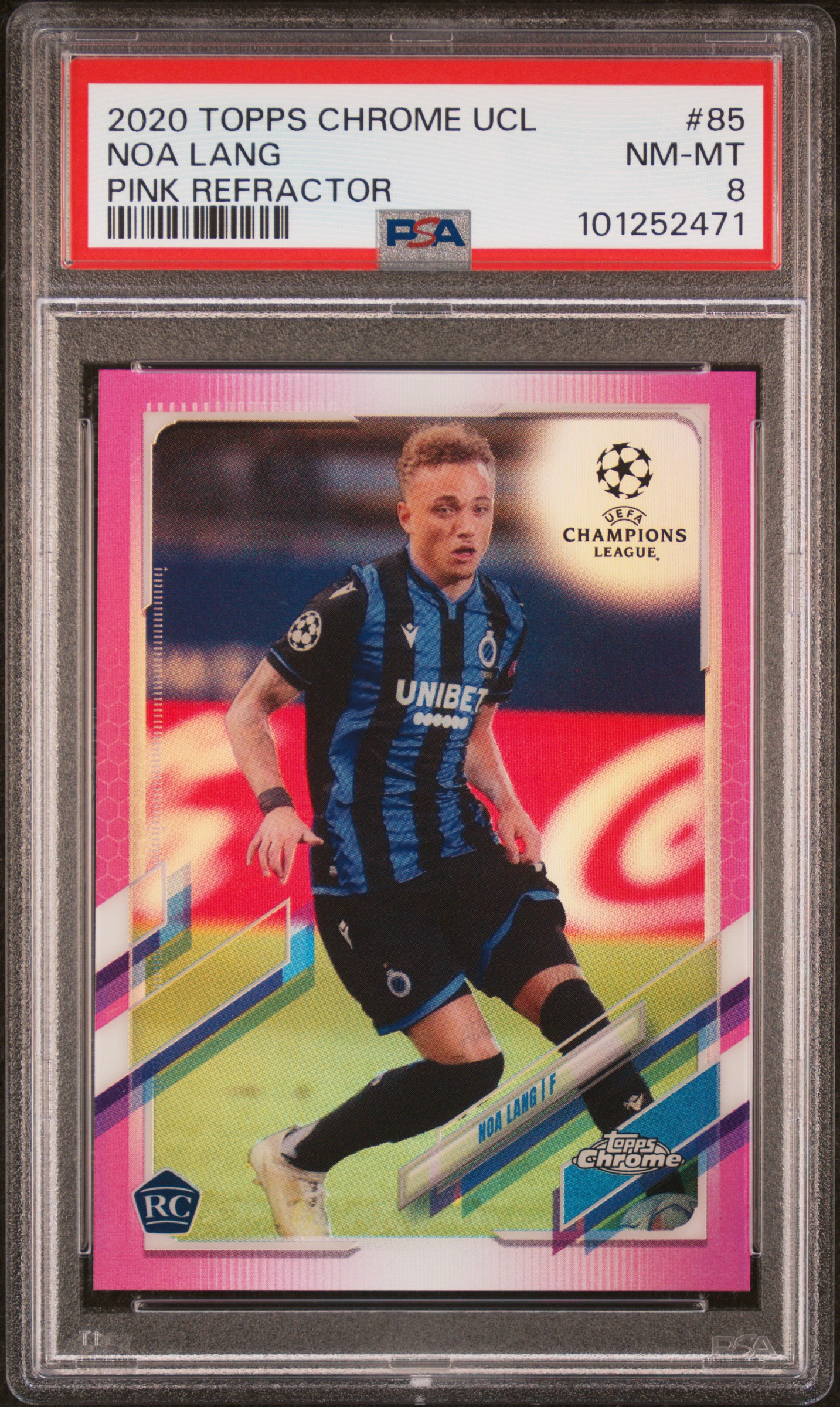 2020 Topps Chrome Uefa Champions League Noa Lang #85 (Pink Refractor) Nm-Mt 8 front