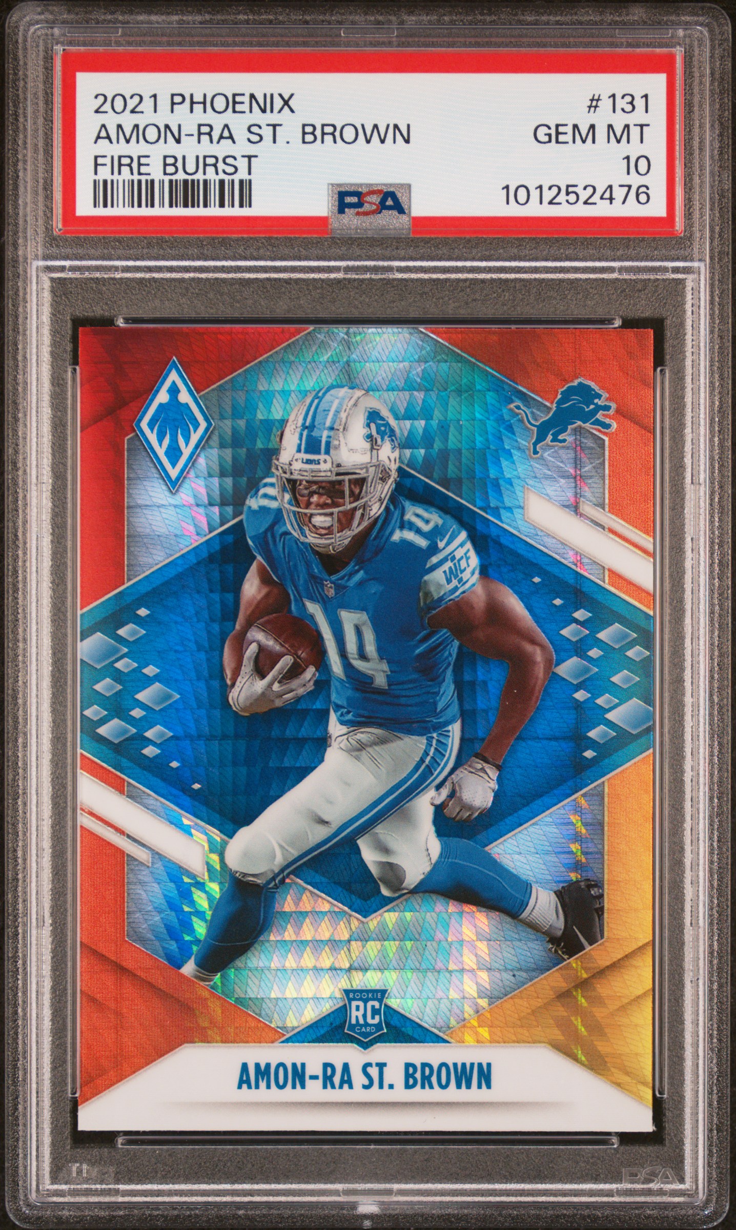 2021 Panini Phoenix Amon-Ra St. Brown #131 (Fire Burst) Gem Mt 10 front