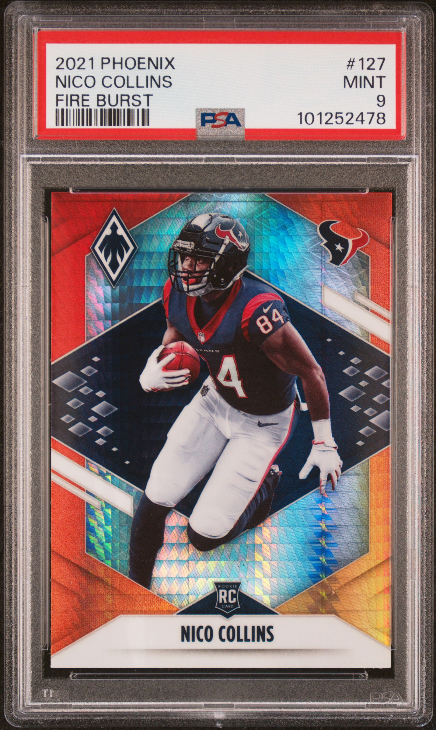 2021 Panini Phoenix Nico Collins #127 (Fire Burst) Mint 9 front