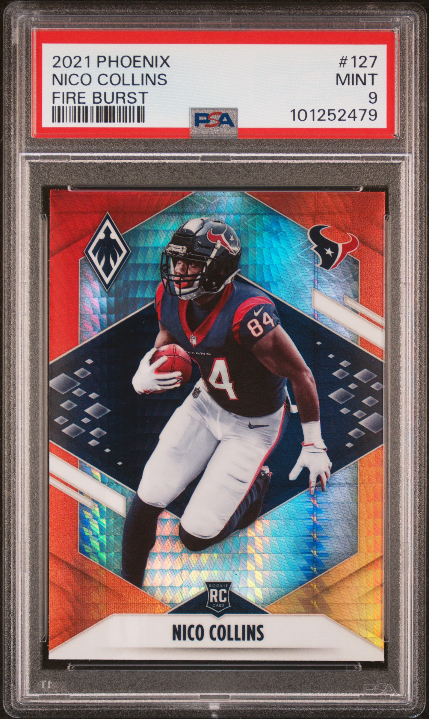 2021 Panini Phoenix Nico Collins #127 (Fire Burst) Mint 9 front