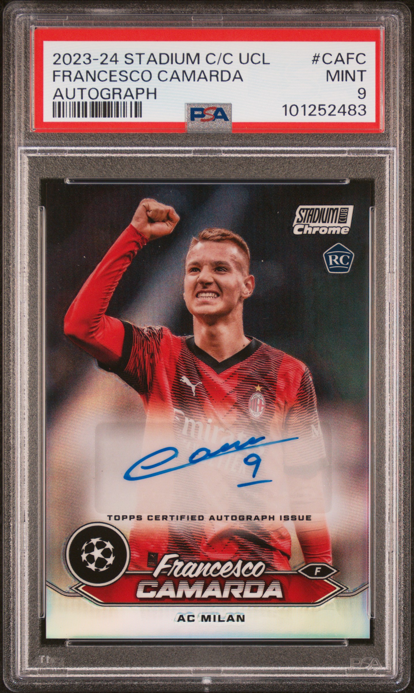 2023-24 Topps Stadium Club Chrome Uefa Club Competitions Chrome Autographs Francesco Camarda #Cafc Mint 9 front