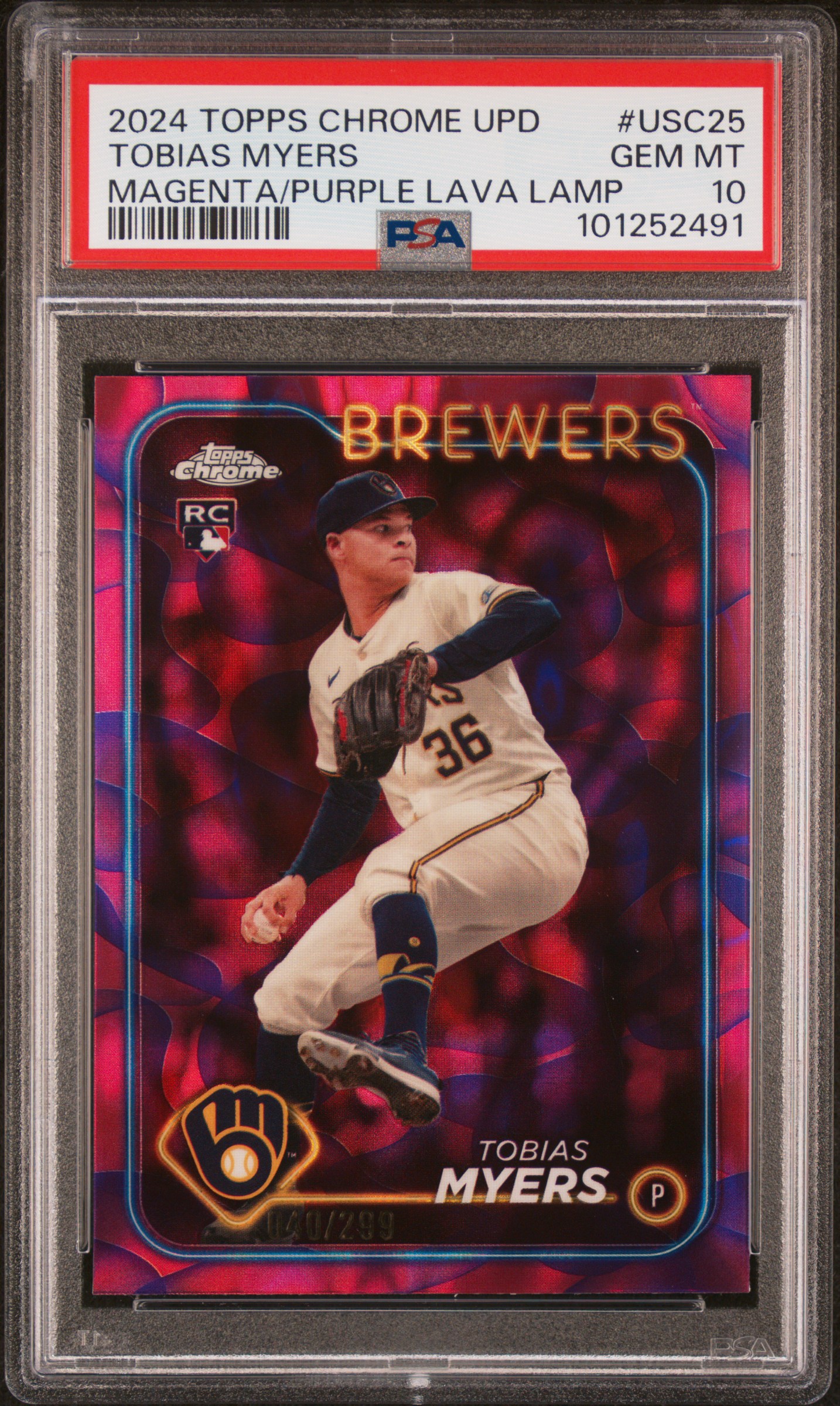 2024 Topps Chrome Update Tobias Myers #Usc25 (Magenta/Purple Lava Lamp) Gem Mt 10 front