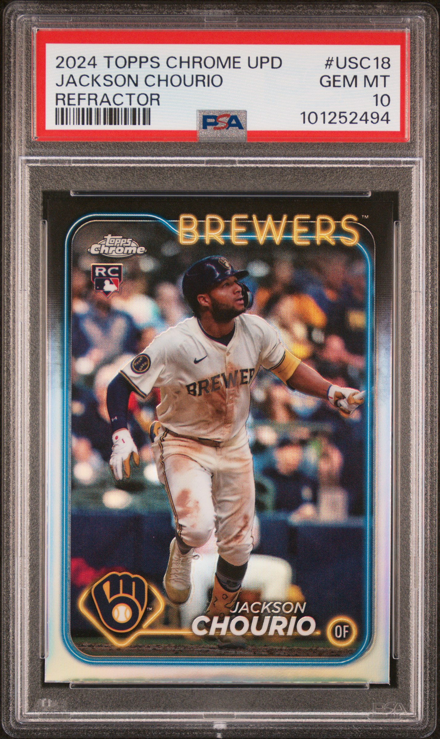 2024 Topps Chrome Update Jackson Chourio #Usc18 (Refractor) Gem Mt 10 front