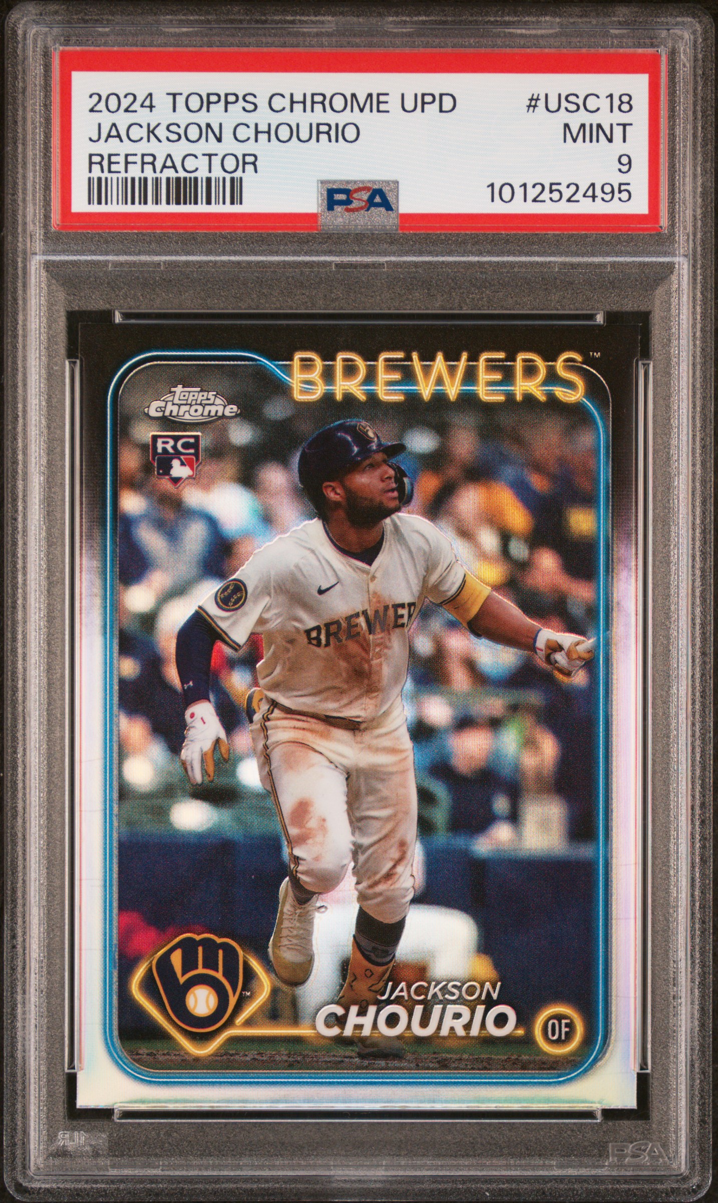 2024 Topps Chrome Update Jackson Chourio #Usc18 (Refractor) Mint 9 front