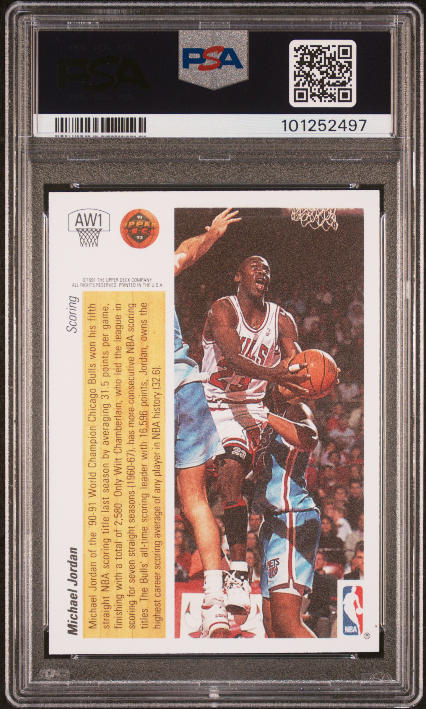 1991 Upper Deck Award Winner Hologram Michael Jordan #Aw1 (Holograms) Mint 9 back