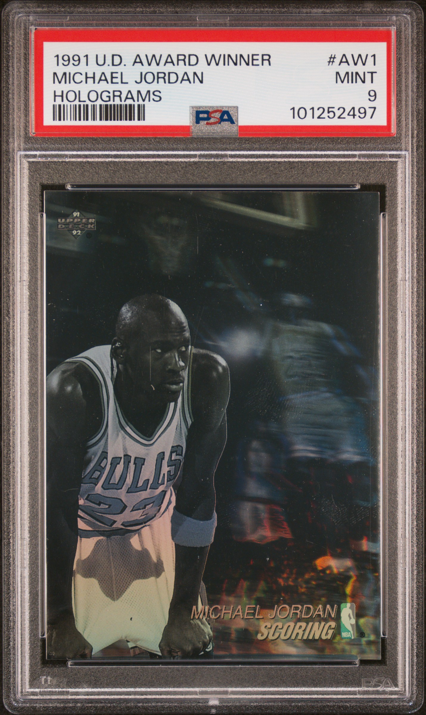 1991 Upper Deck Award Winner Hologram Michael Jordan #Aw1 (Holograms) Mint 9 front