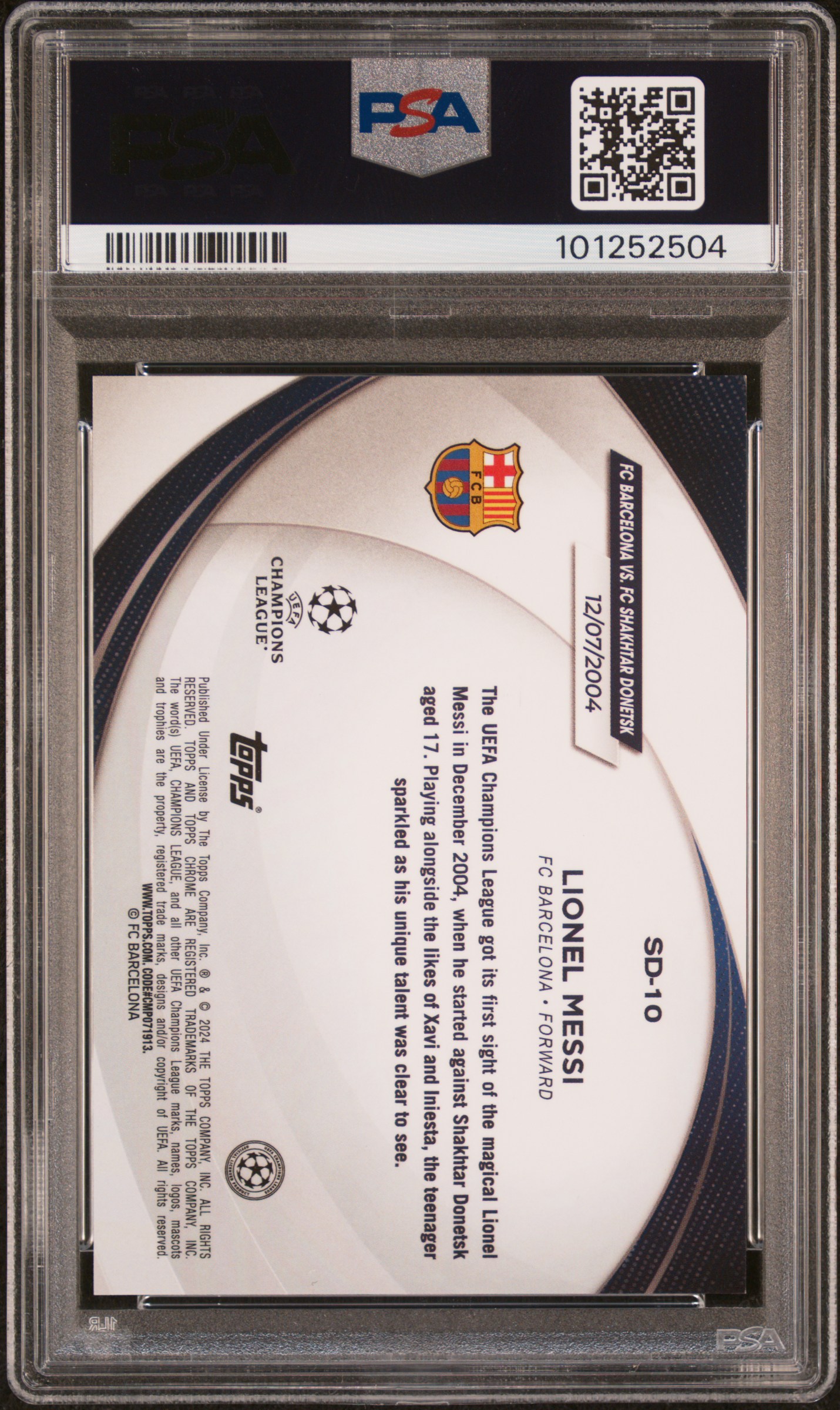 2023-24 Topps Chrome Uefa Club Competitions Starball Debut Lionel Messi #Sd10 (Sd-Aqua Mini Diamond) Mint 9 back