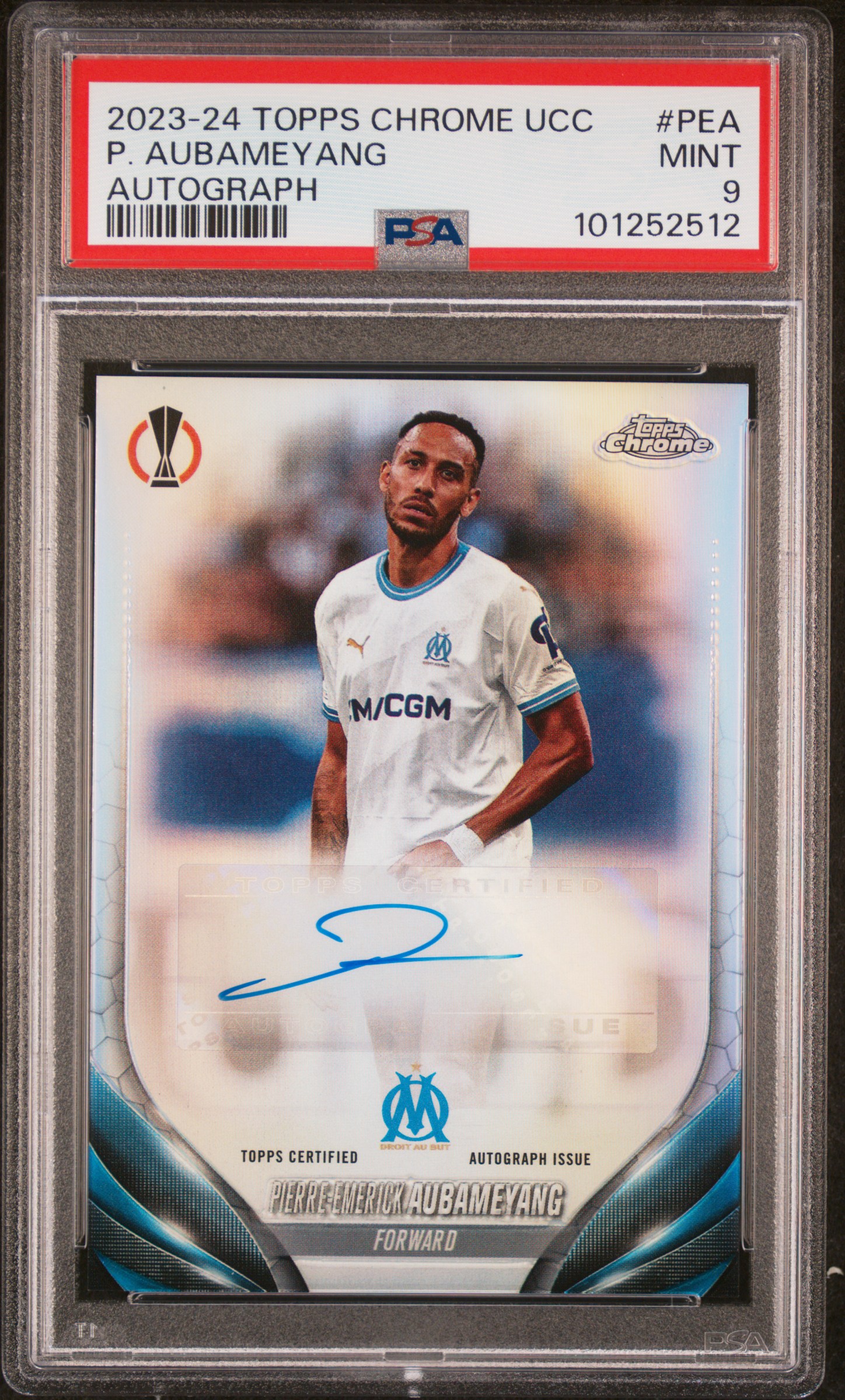2023-24 Topps Chrome Uefa Club Competitions Chrome Autographs P. Aubameyang #Pea Mint 9 front