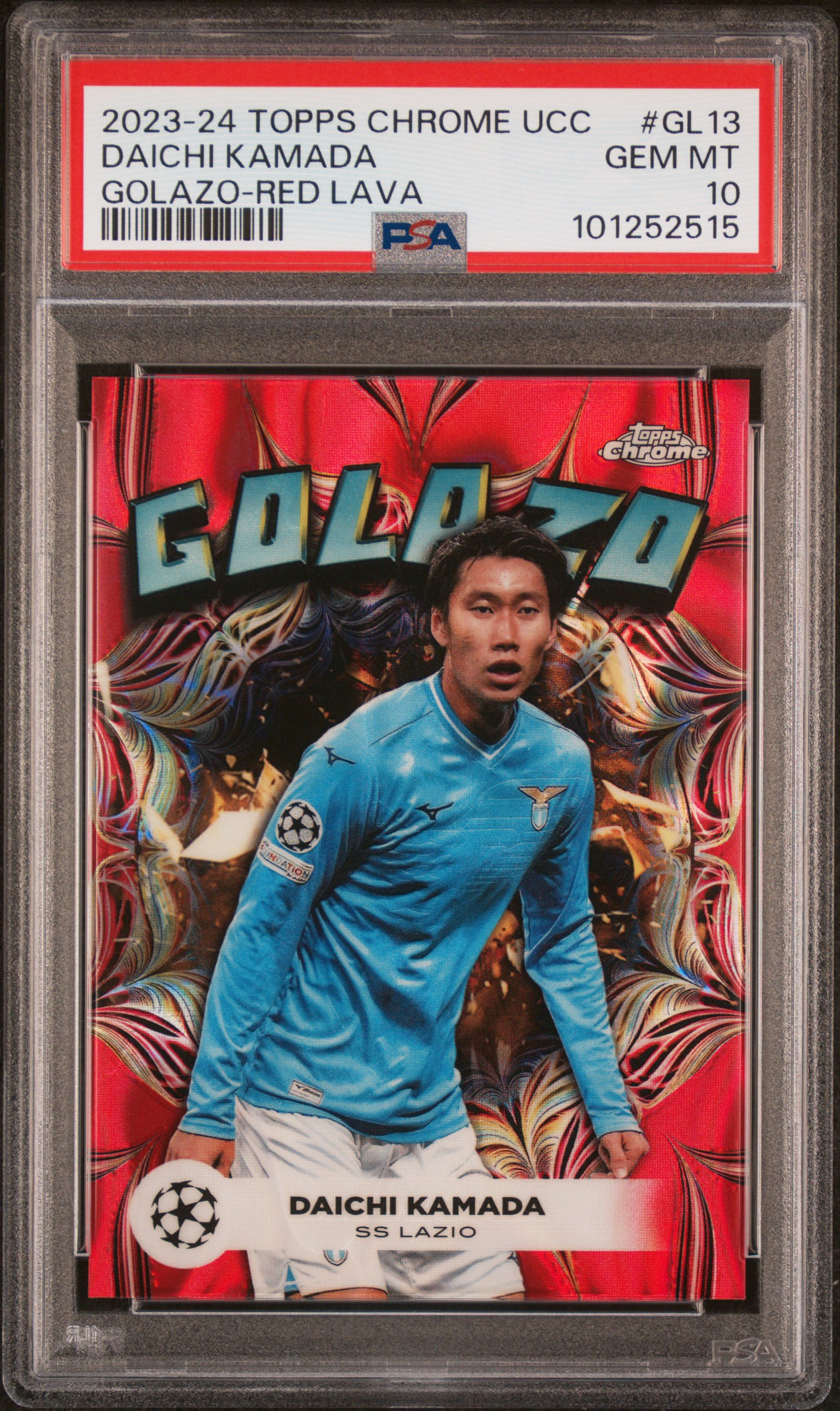 2023-24 Topps Chrome Uefa Club Competitions Golazo Daichi Kamada #Gl13 (Golazo-Red Lava) Gem Mt 10 front