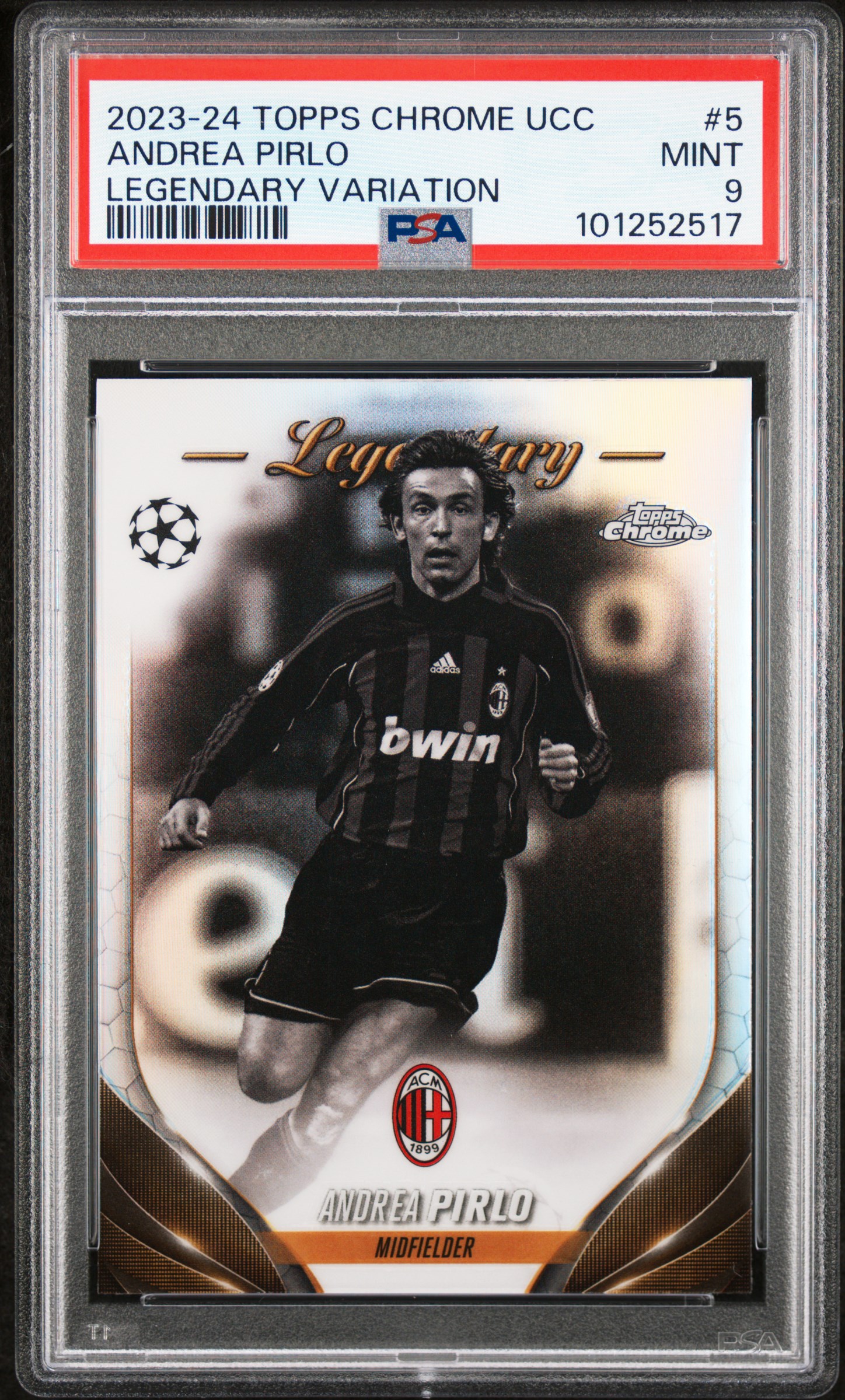 2023-24 Topps Chrome Uefa Club Competitions Andrea Pirlo #5 (Legendary Variation) Mint 9 front