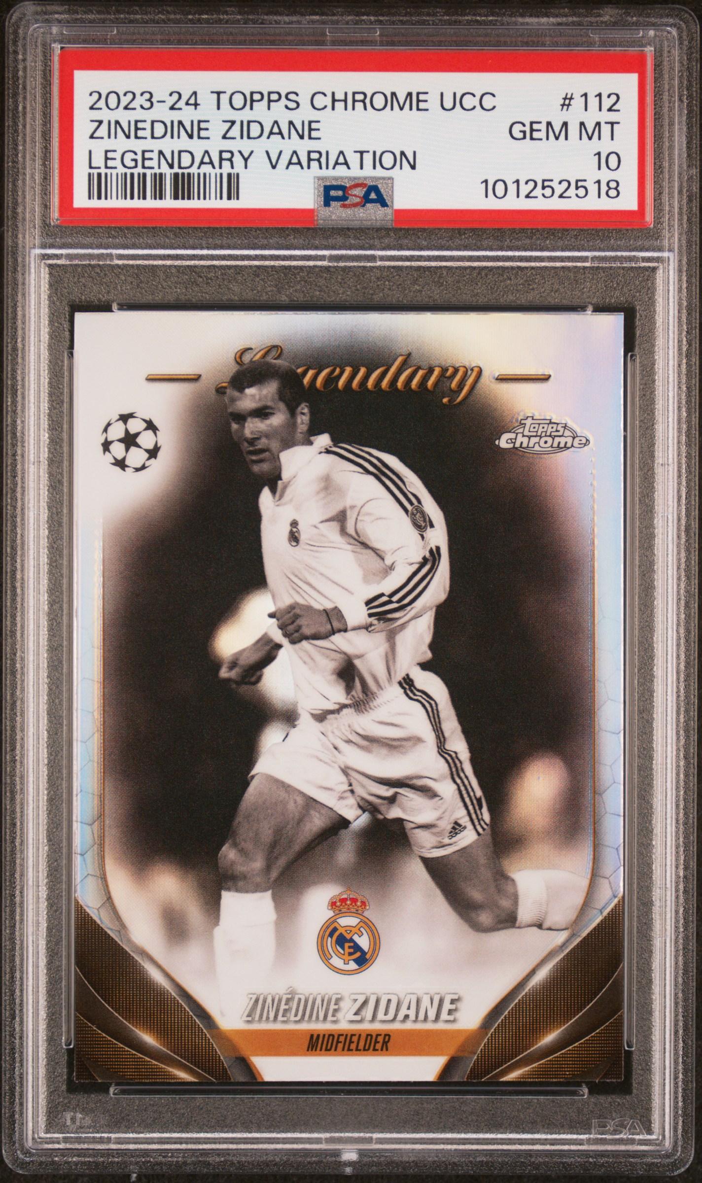 2023-24 Topps Chrome Uefa Club Competitions Zinedine Zidane #112 (Legendary Variation) Gem Mt 10 front