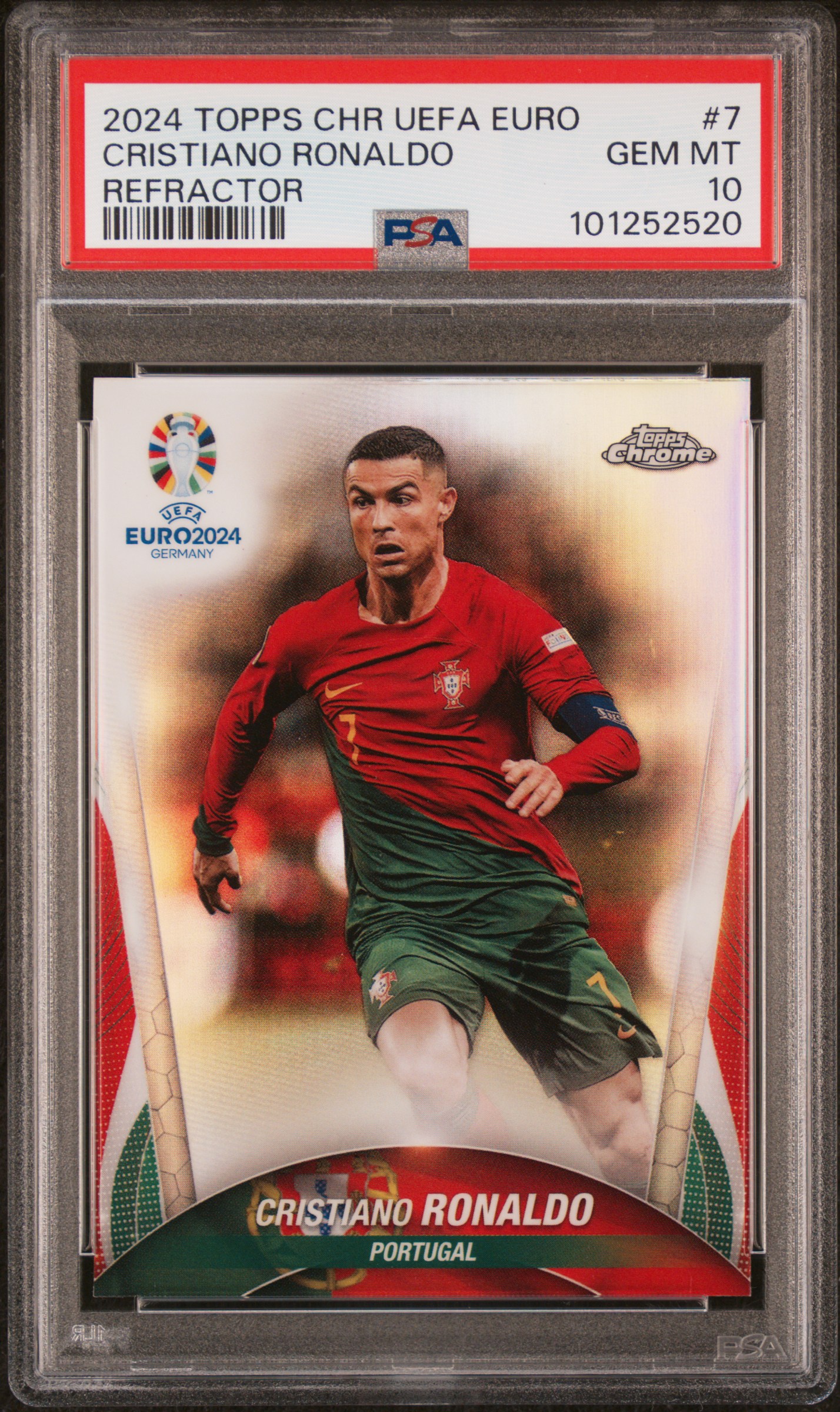 2024 Topps Chrome Uefa Euro Cristiano Ronaldo #7 (Refractor) Gem Mt 10 front