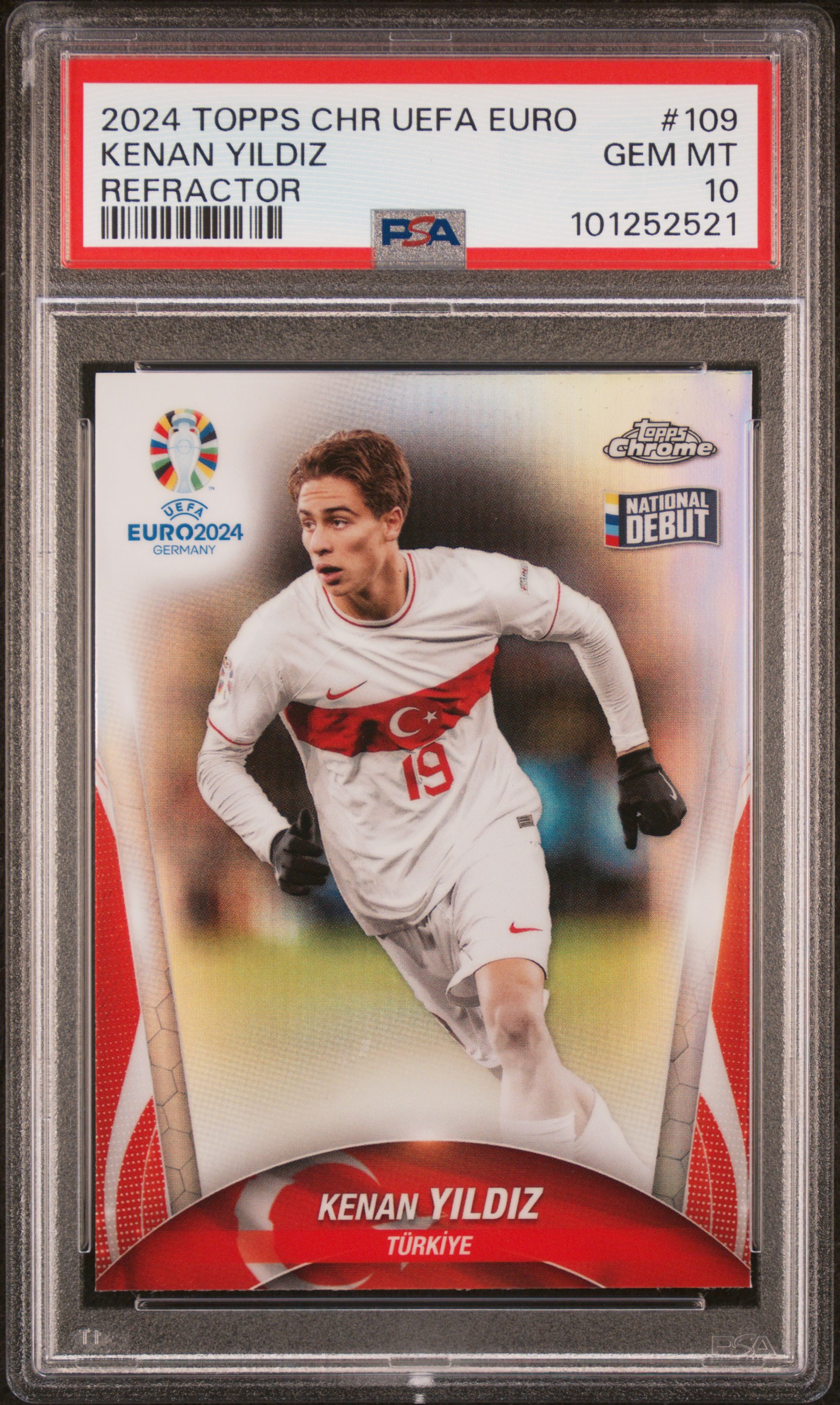 2024 Topps Chrome Uefa Euro Kenan Yildiz #109 (Refractor) Gem Mt 10 front