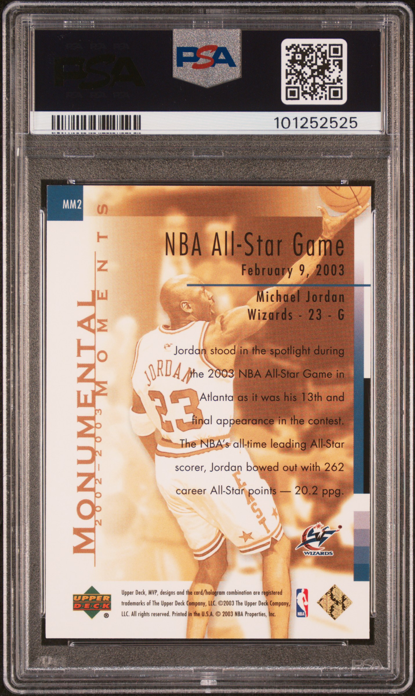 2003 Upper Deck Mvp Monumental Moments Michael Jordan #Mm2 (Monumental Moments) Nm-Mt 8 back