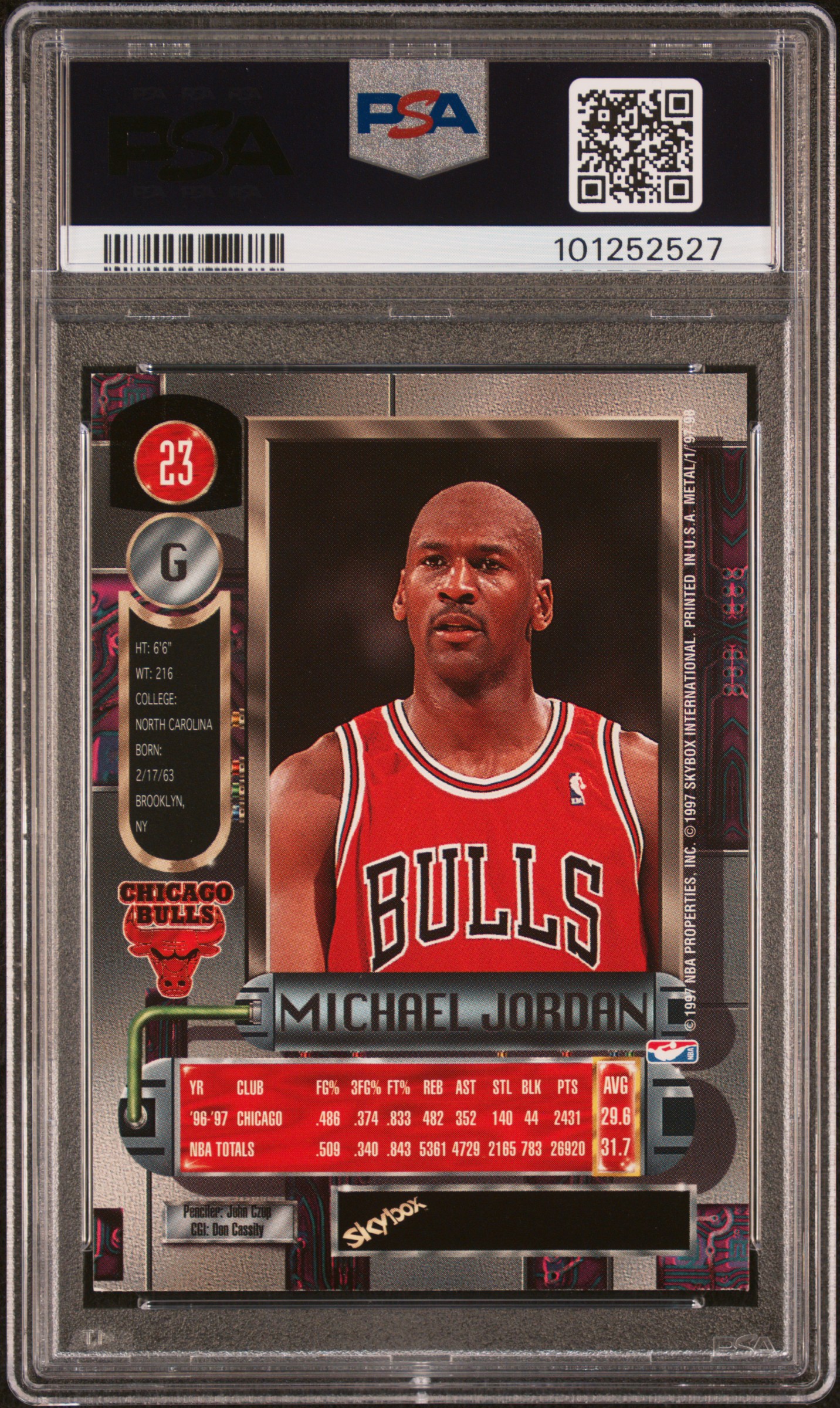 1997 Metal Universe Michael Jordan #23 Mint 9 back