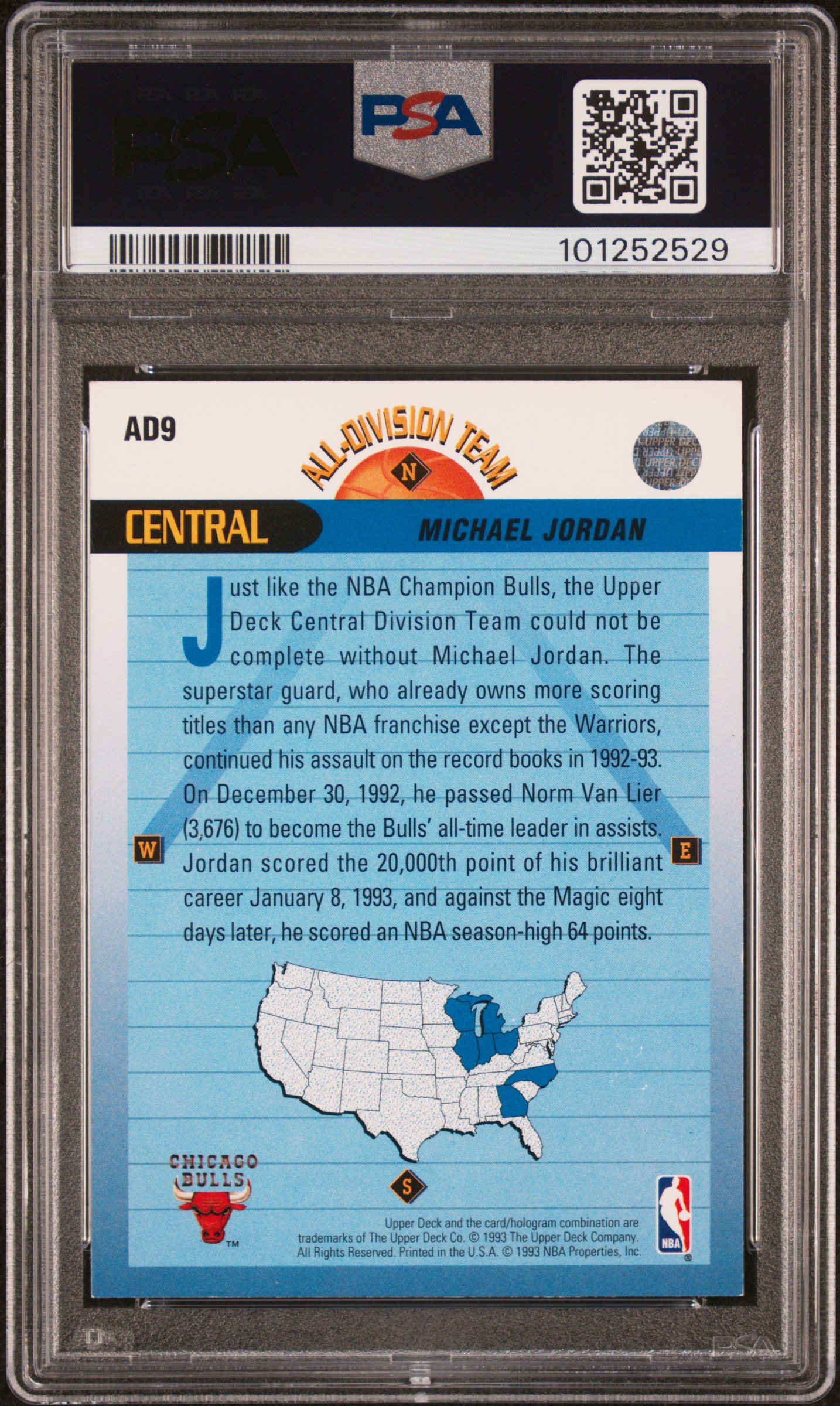 1992 Upper Deck All-Division Michael Jordan #Ad9 (All-Division Team) Nm-Mt 8 back