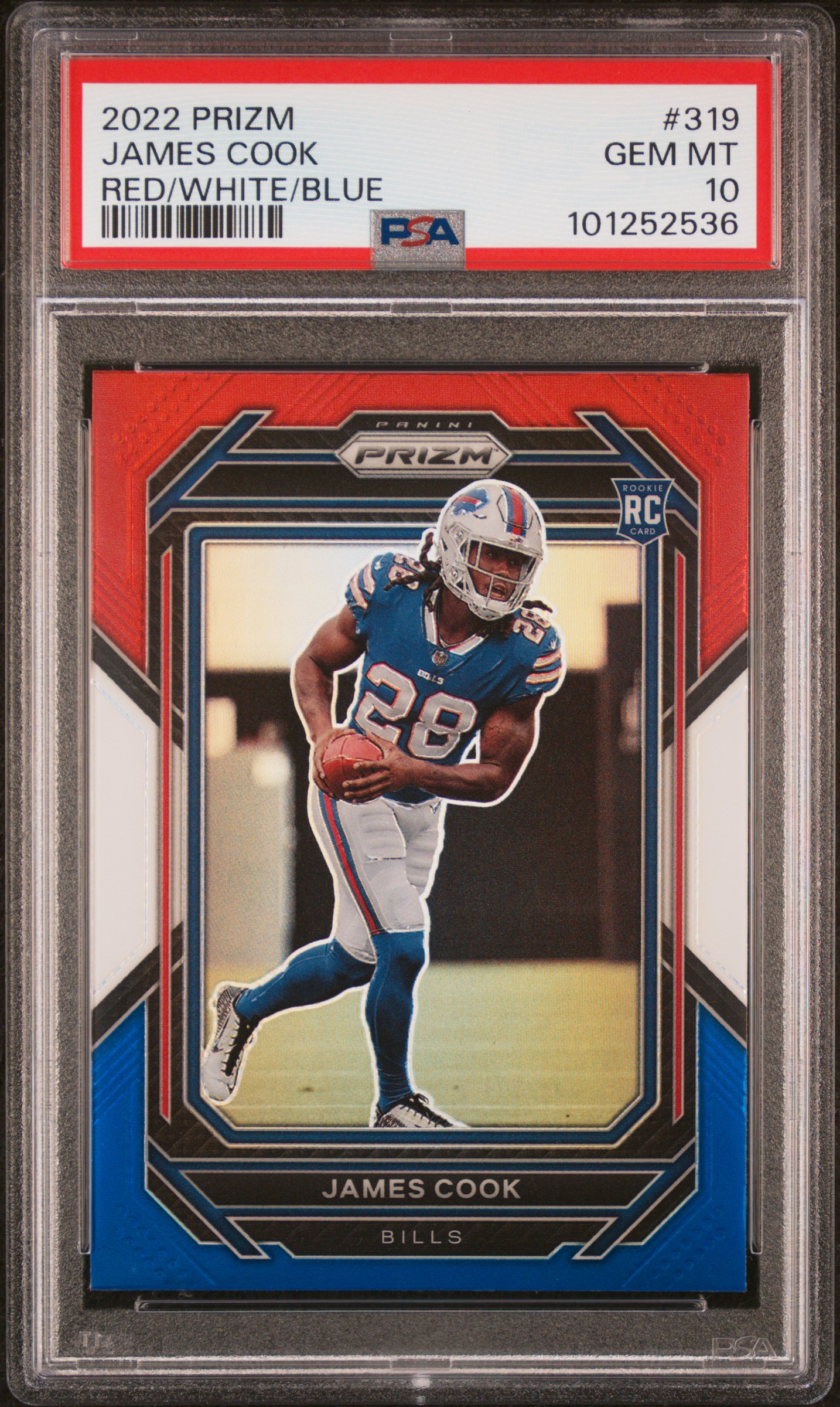 2022 Panini Prizm James Cook #319 (Red/White/Blue) Gem Mt 10 front