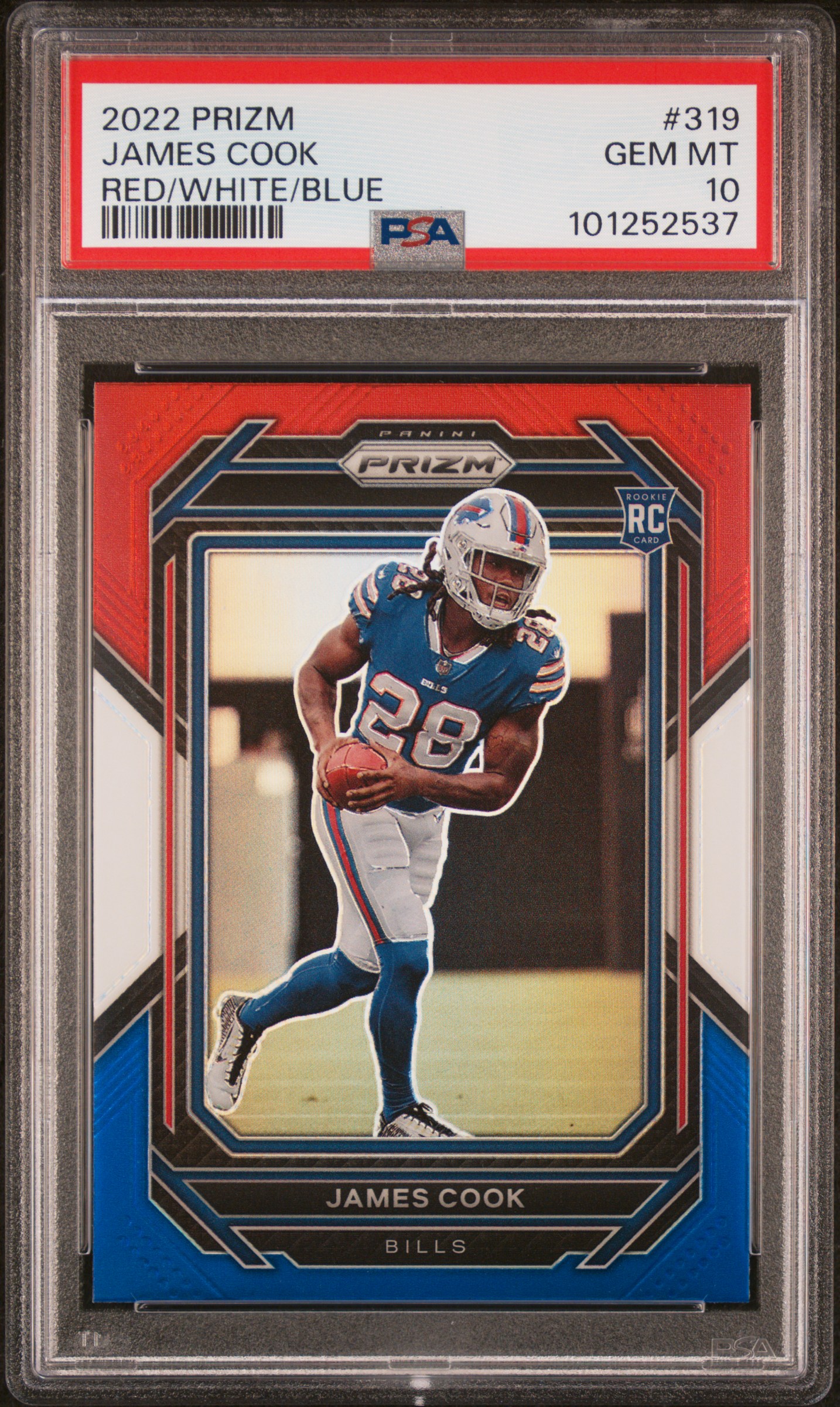 2022 Panini Prizm James Cook #319 (Red/White/Blue) Gem Mt 10 front