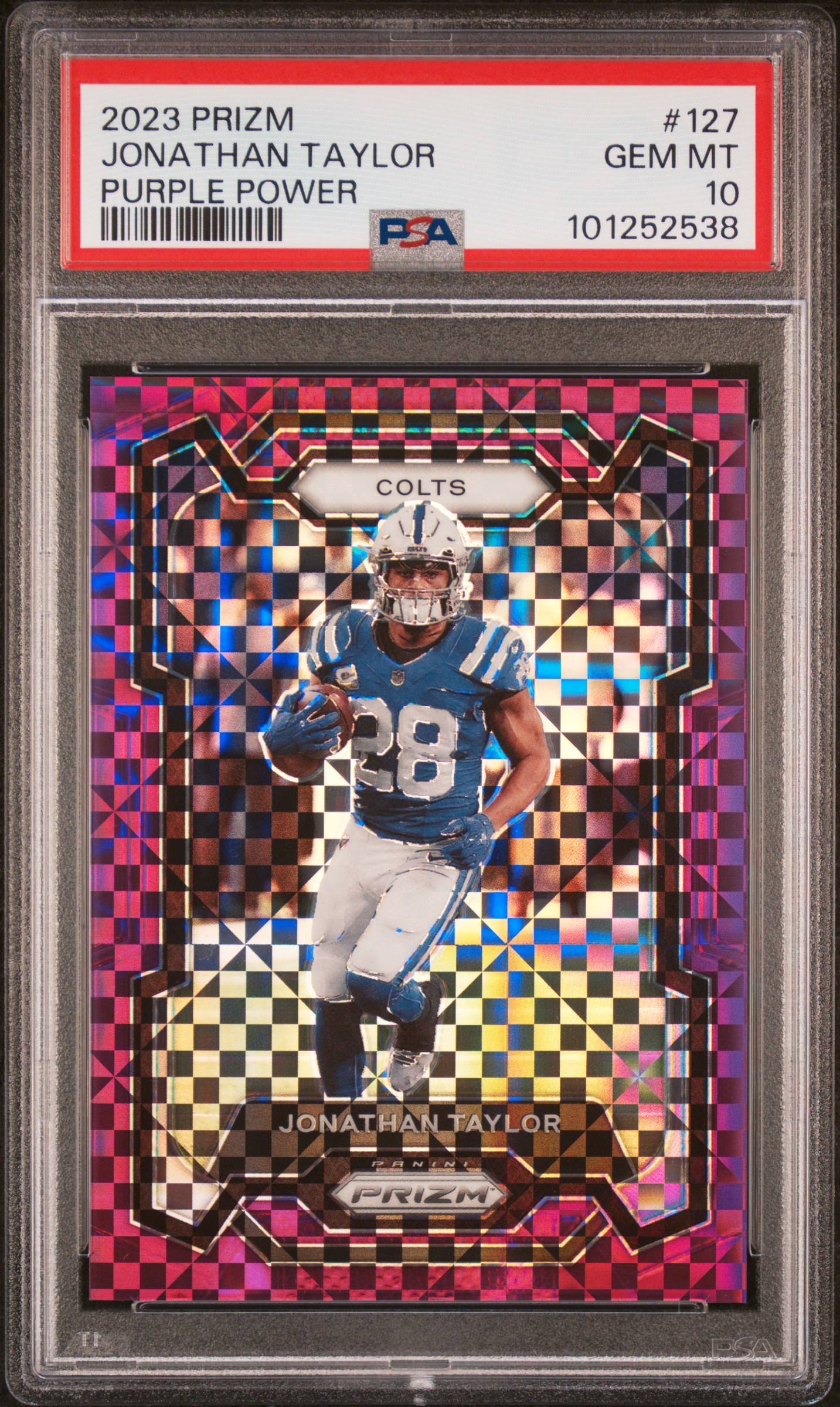 2023 Panini Prizm Jonathan Taylor #127 (Purple Power) Gem Mt 10 front