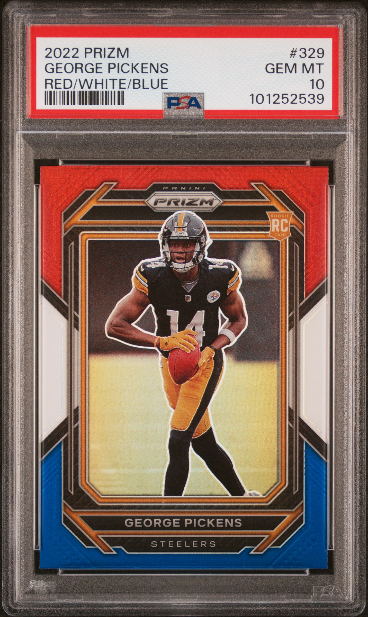 2022 Panini Prizm George Pickens #329 (Red/White/Blue) Gem Mt 10 front