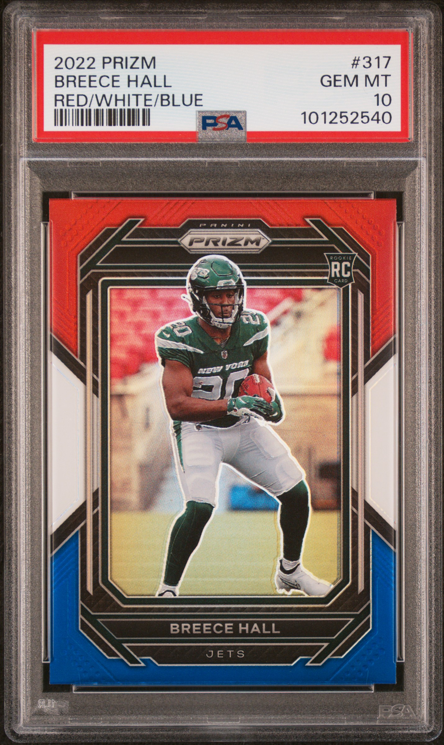 2022 Panini Prizm Breece Hall #317 (Red/White/Blue) Gem Mt 10 front