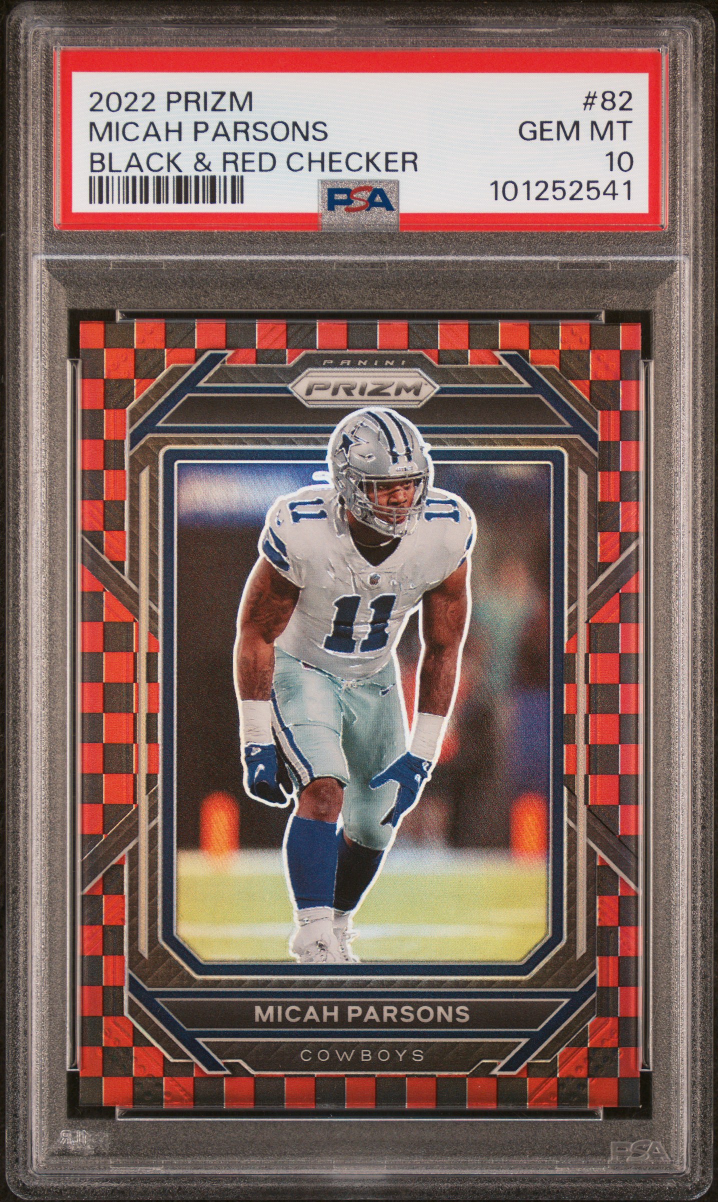 2022 Panini Prizm Micah Parsons #82 (Black & Red Checker) Gem Mt 10 front