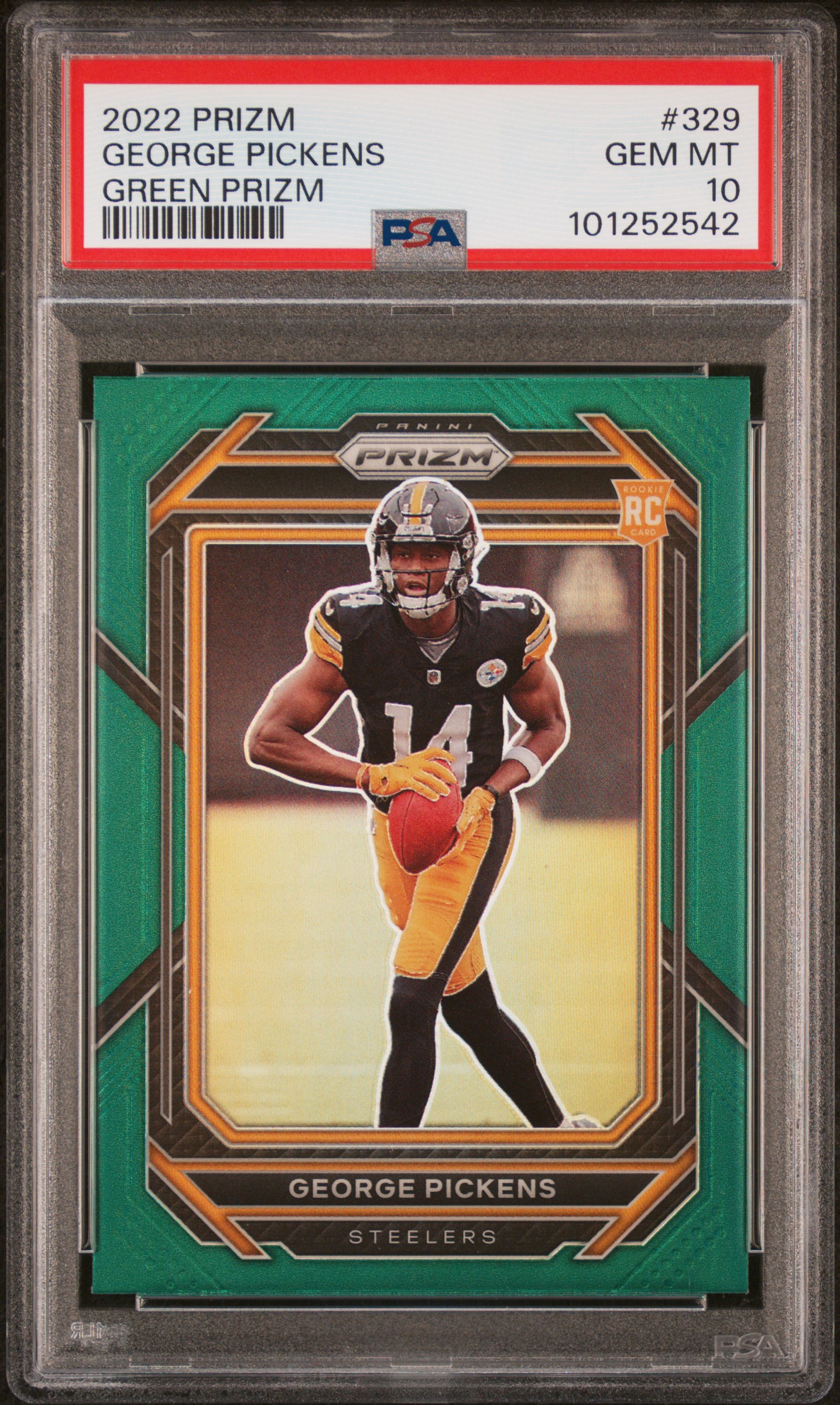 2022 Panini Prizm George Pickens #329 (Green Prizm) Gem Mt 10 front