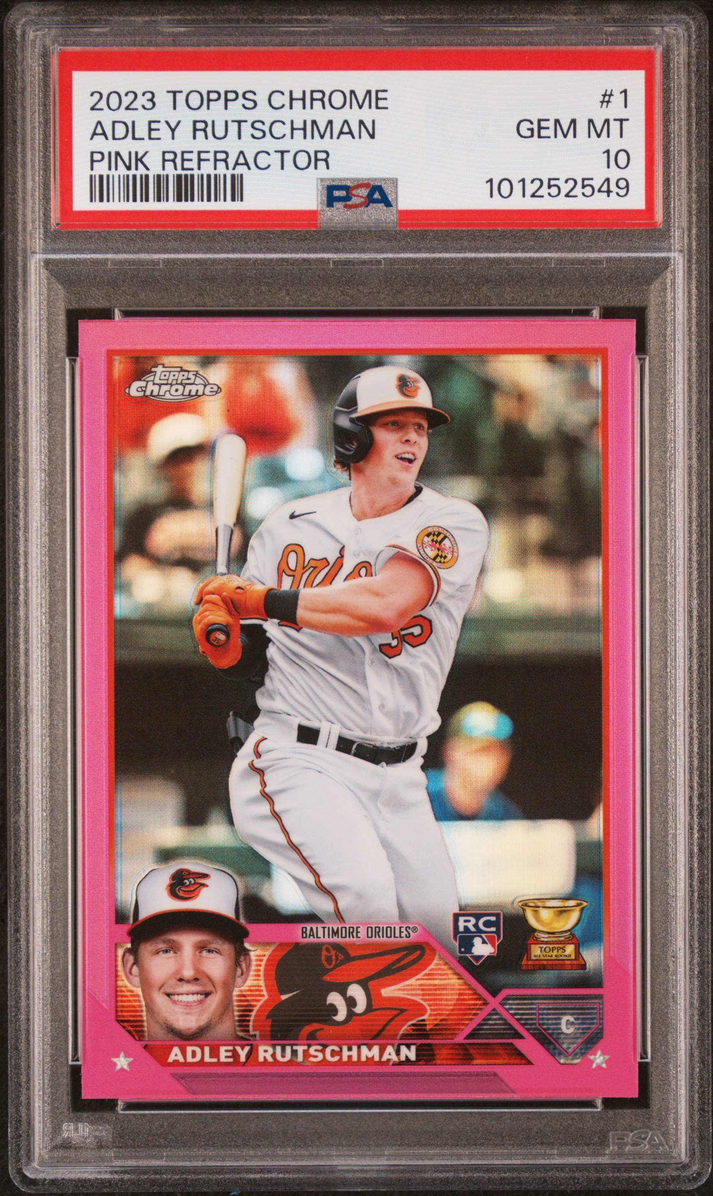 2023 Topps Chrome Adley Rutschman #1 (Pink Refractor) Gem Mt 10 front