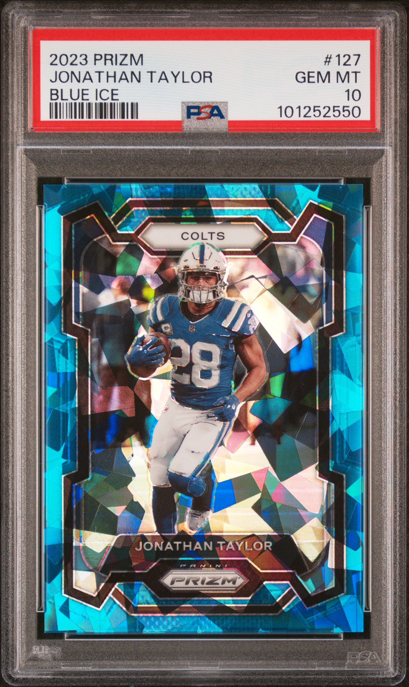 2023 Panini Prizm Jonathan Taylor #127 (Blue Ice) Gem Mt 10 front