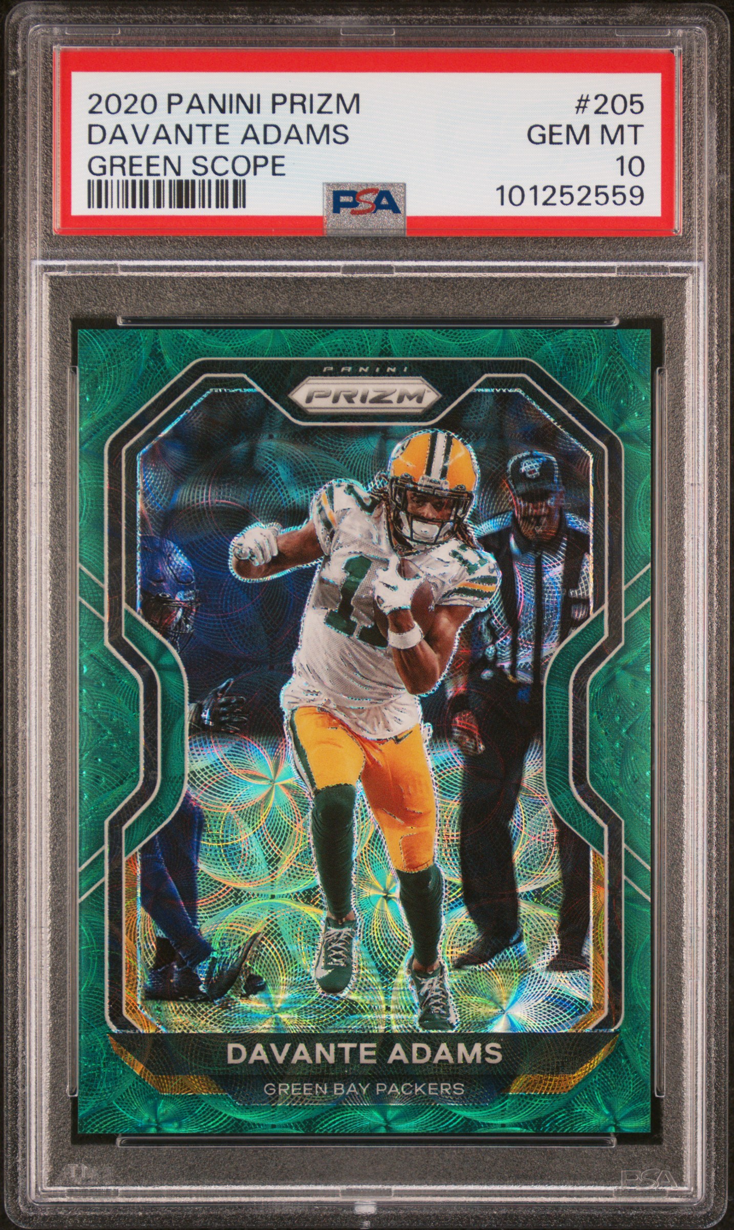 2020 Panini Prizm Davante Adams #205 (Green Scope) Gem Mt 10 front