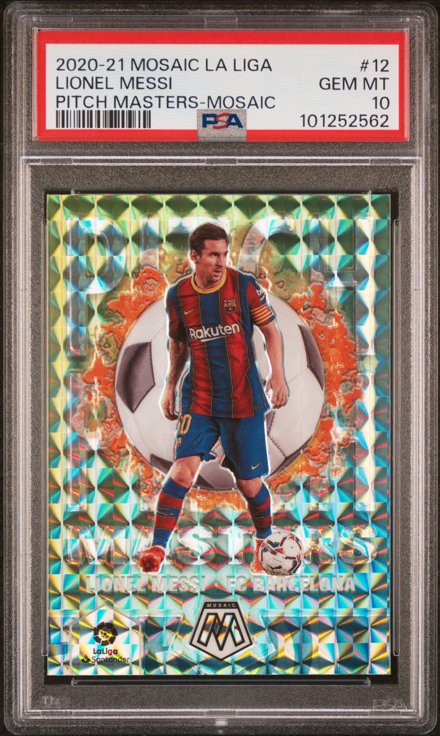 2020 Panini Mosaic La Liga Pitch Masters Lionel Messi #12 (Pitch Masters-Mosaic) Gem Mt 10 front