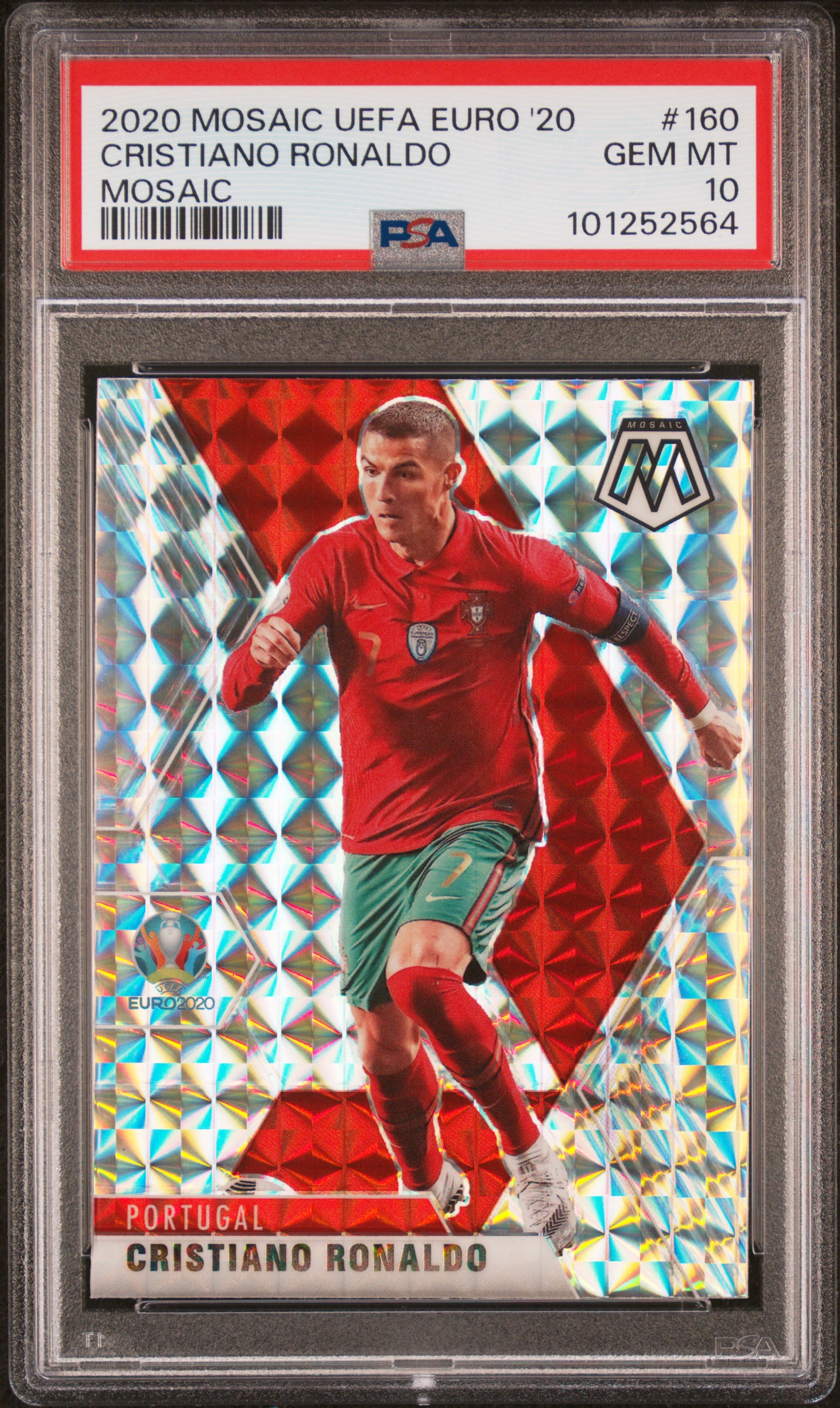 2020 Panini Mosaic Uefa Euro 2020 Cristiano Ronaldo #160 (Mosaic) Gem Mt 10 front
