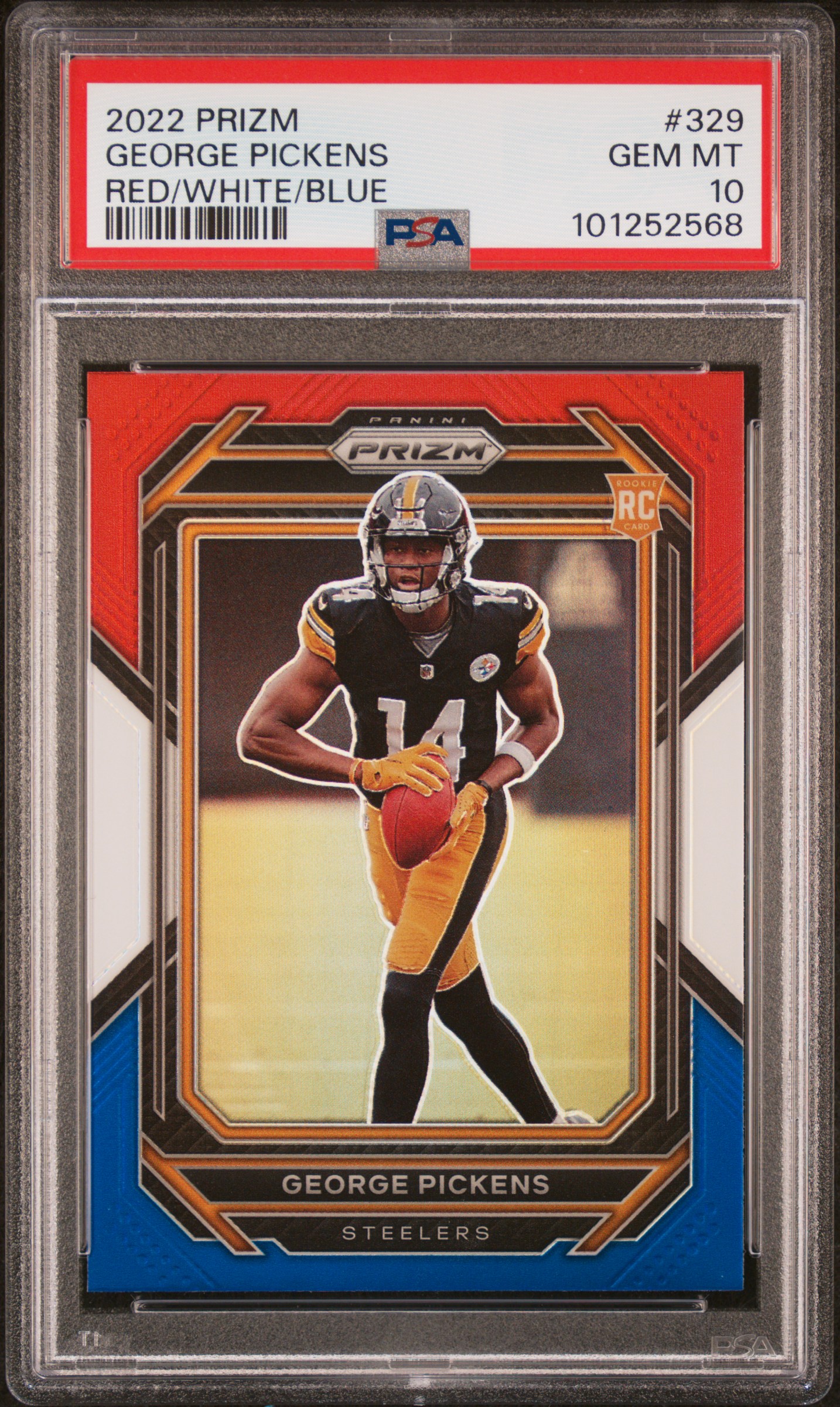 2022 Panini Prizm George Pickens #329 (Red/White/Blue) Gem Mt 10 front