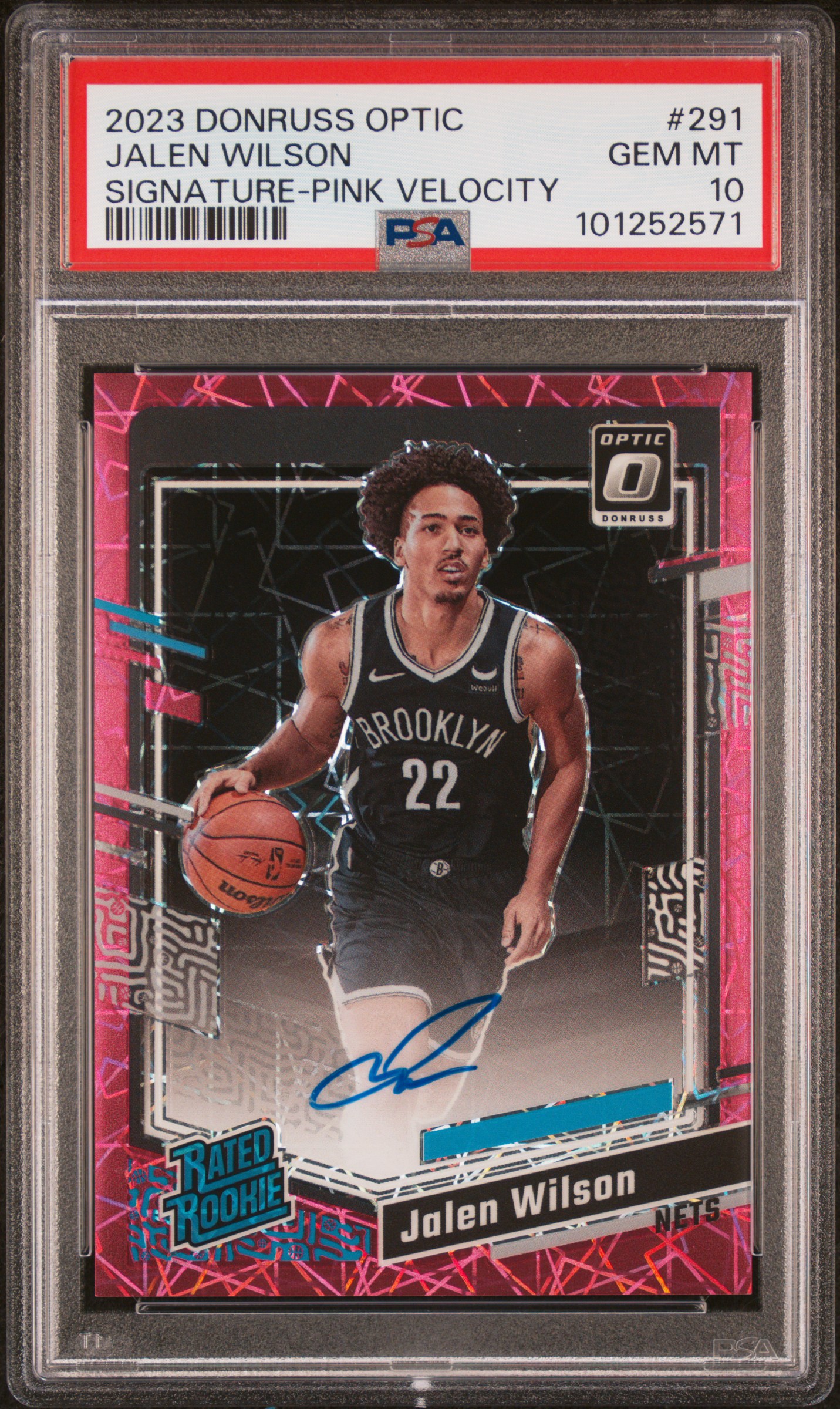 2023 Panini Donruss Optic Jalen Wilson #291 (Signature-Pink Velocity) Gem Mt 10 front