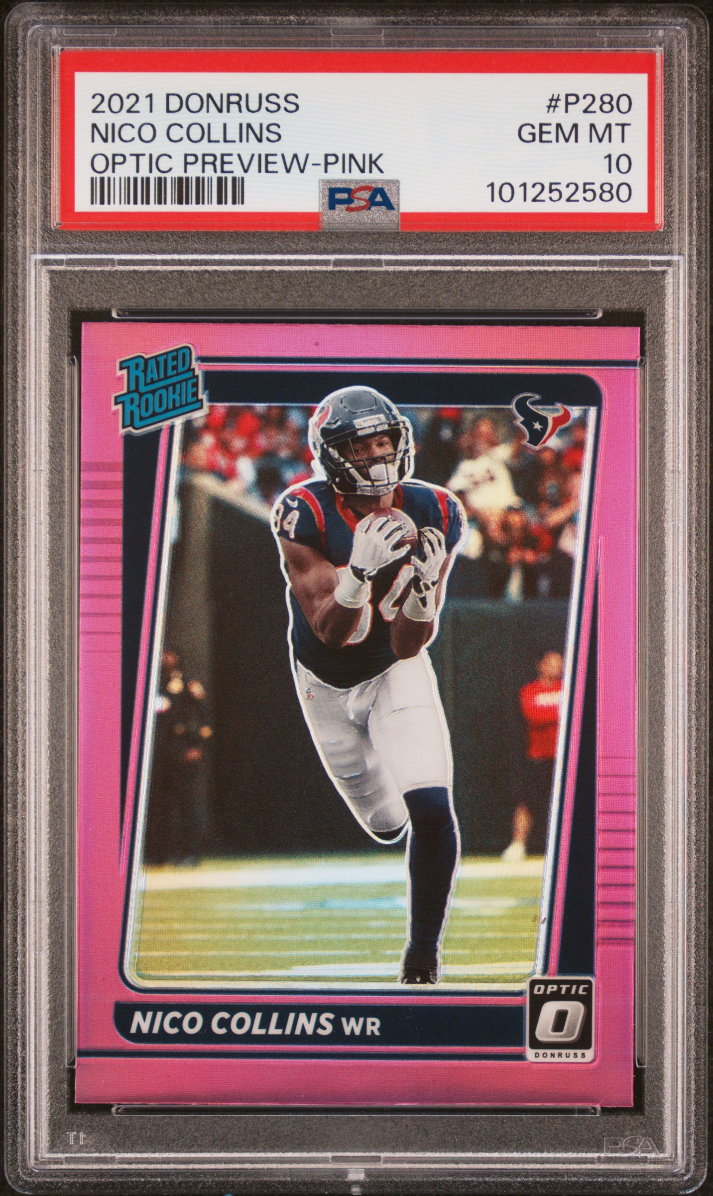 2021 Panini Donruss Nico Collins #P280 (Optic Preview-Pink) Gem Mt 10 front