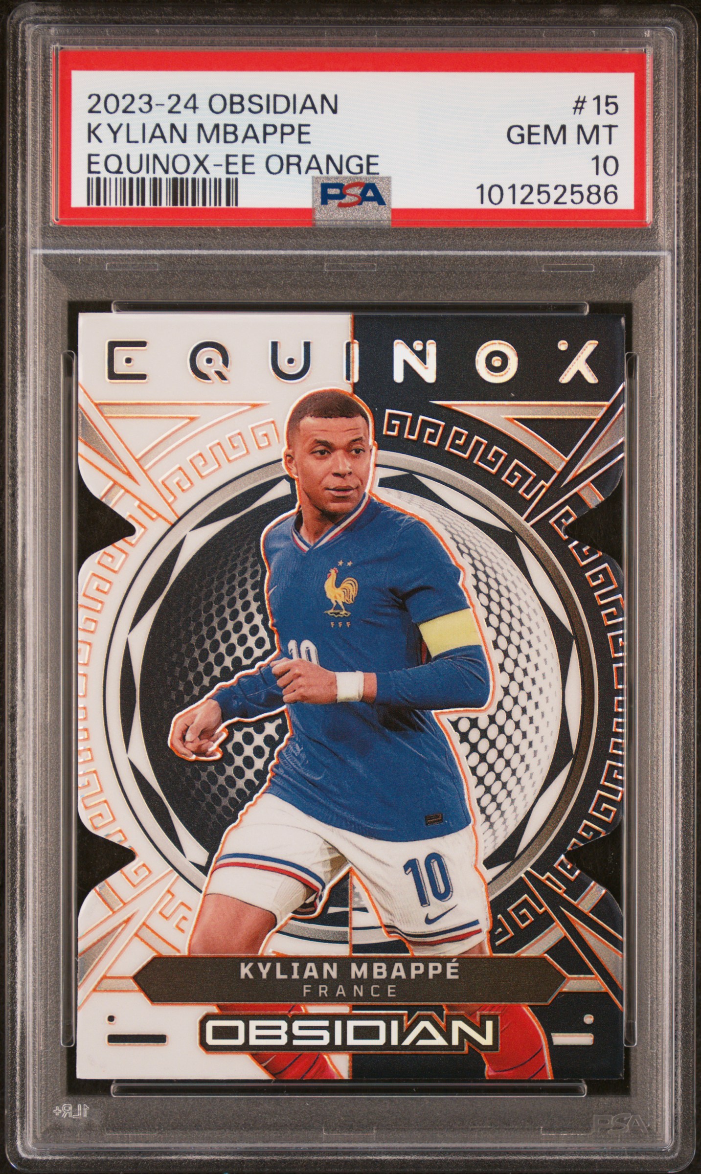 2023 Panini Obsidian Equinox Kylian Mbappe #15 (Equinox-Ee Orange) Gem Mt 10 front