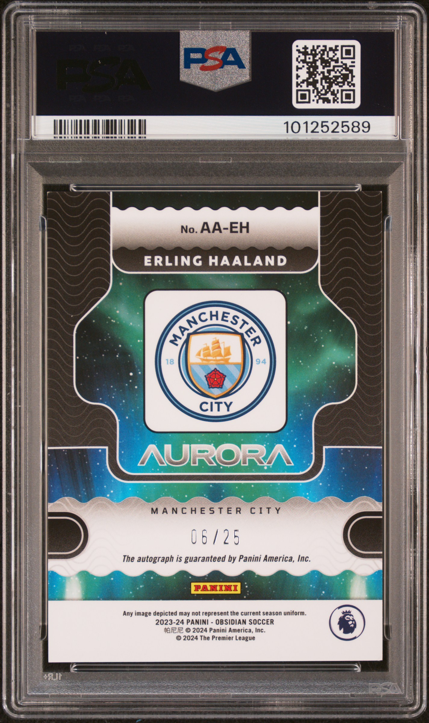 2023 Panini Obsidian Aurora Autograph Erling Haaland #Aaeh (Aurora Auto-Ee Orange) Nm 7 back