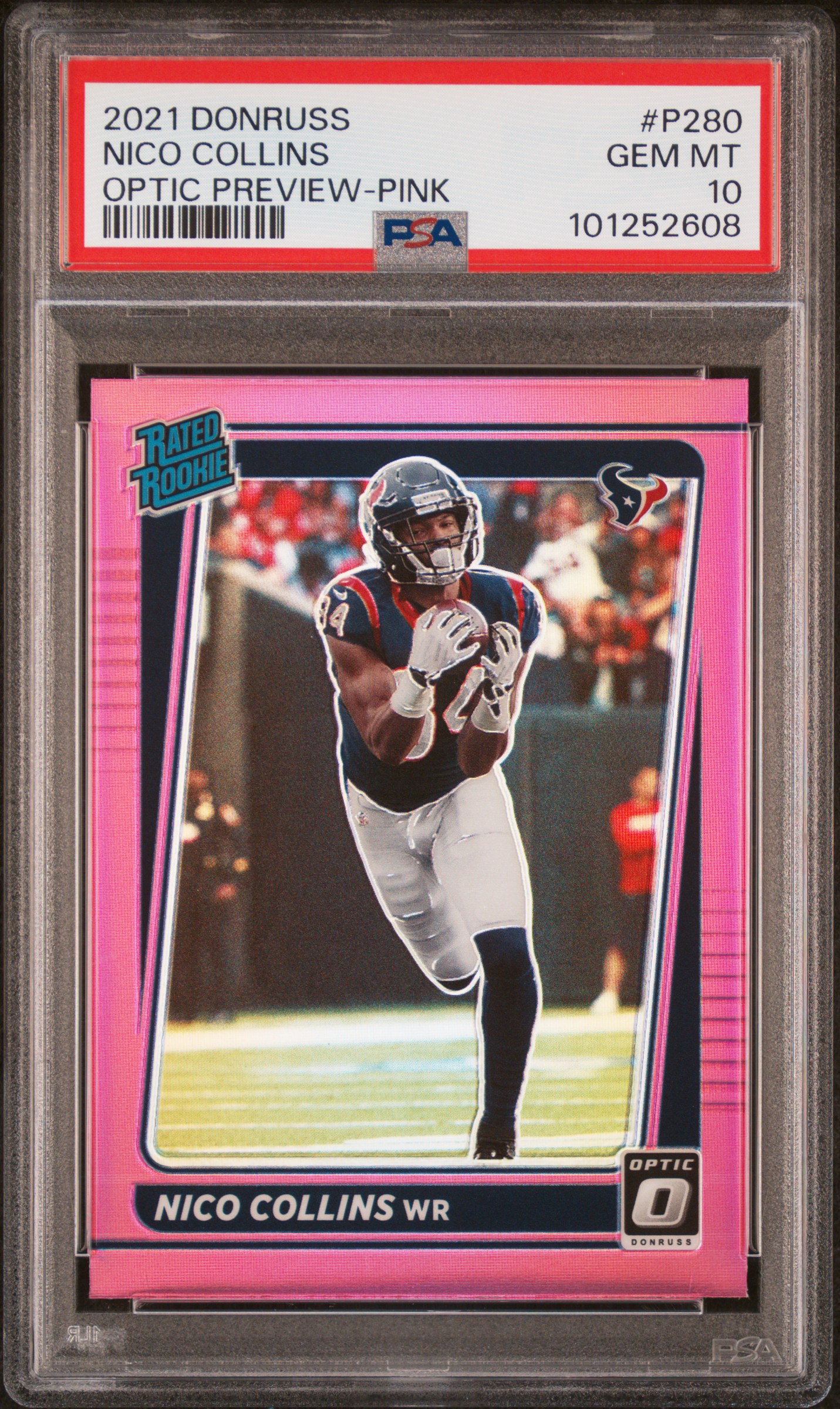 2021 Panini Donruss Nico Collins #P280 (Optic Preview-Pink) Gem Mt 10 front