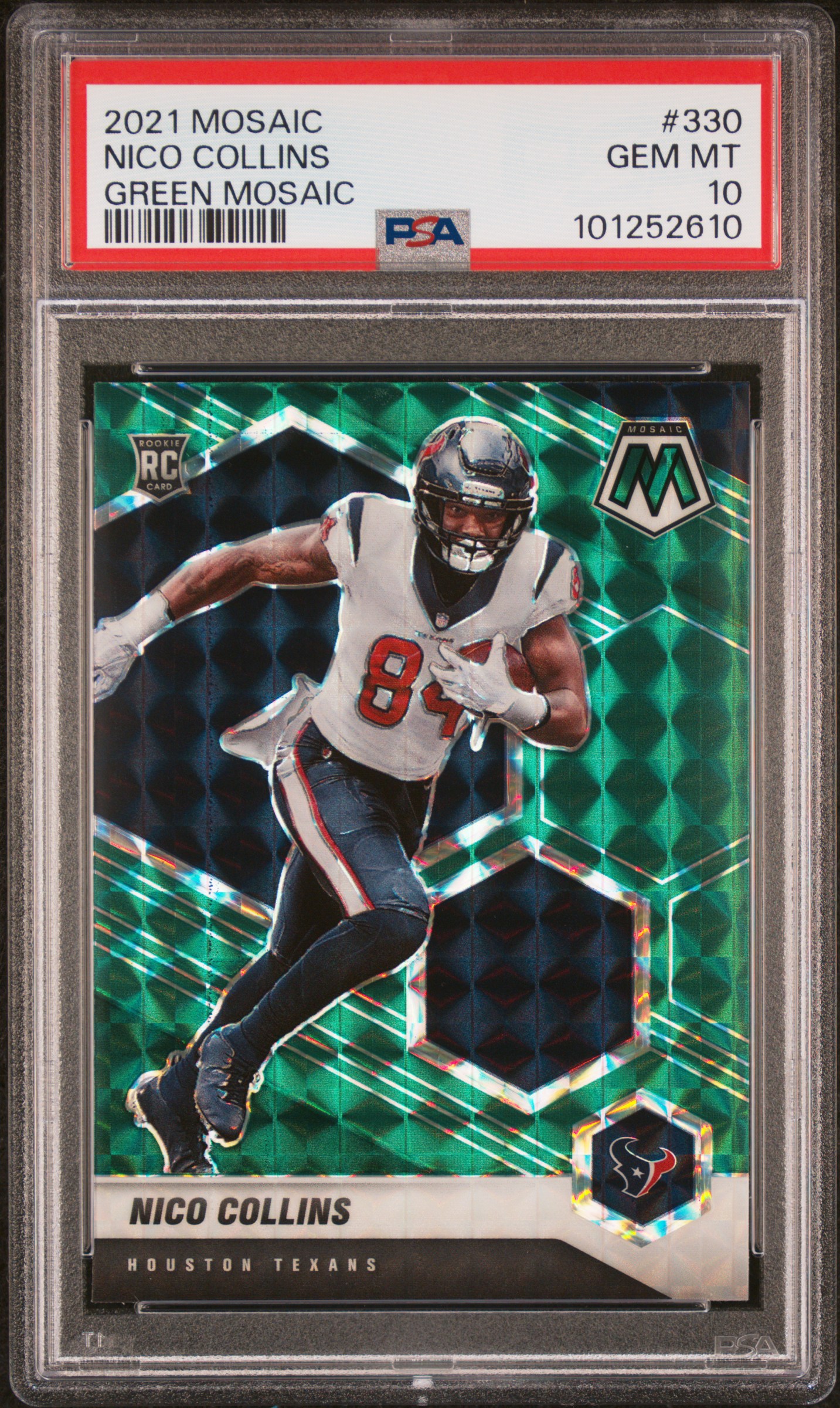 2021 Panini Mosaic Nico Collins #330 (Green Mosaic) Gem Mt 10 front