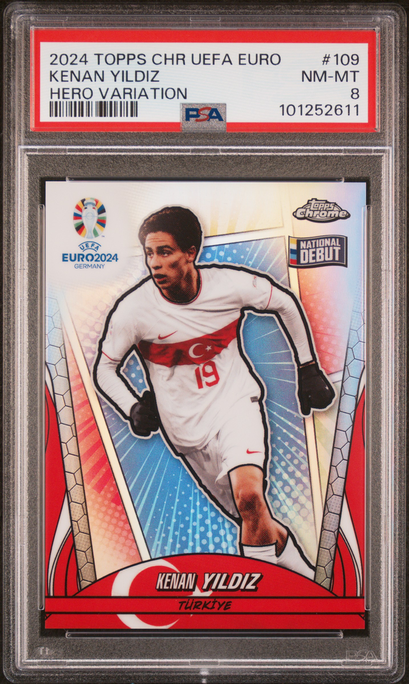 2024 Topps Chrome Uefa Euro Kenan Yildiz #109 (Hero Variation) Nm-Mt 8 front