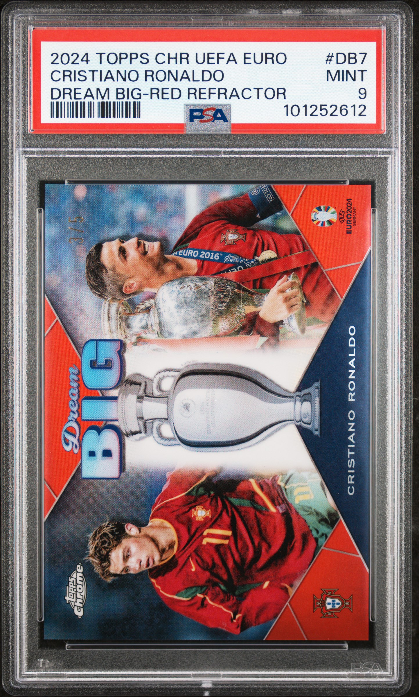 2024 Topps Chrome Uefa Euro Dream Big Cristiano Ronaldo #Db7 (Dream Big-Red Refractor) Mint 9 front