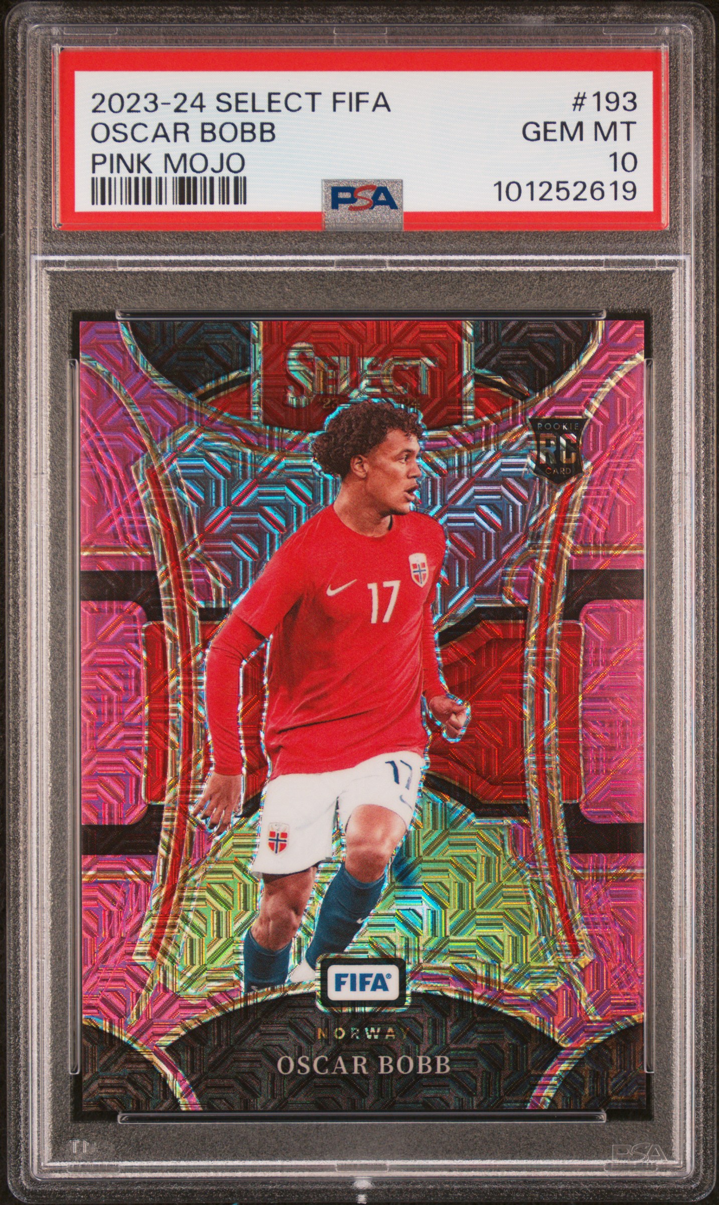 2023-24 Panini Select Fifa Oscar Bobb #193 (Pink Mojo) Gem Mt 10 front