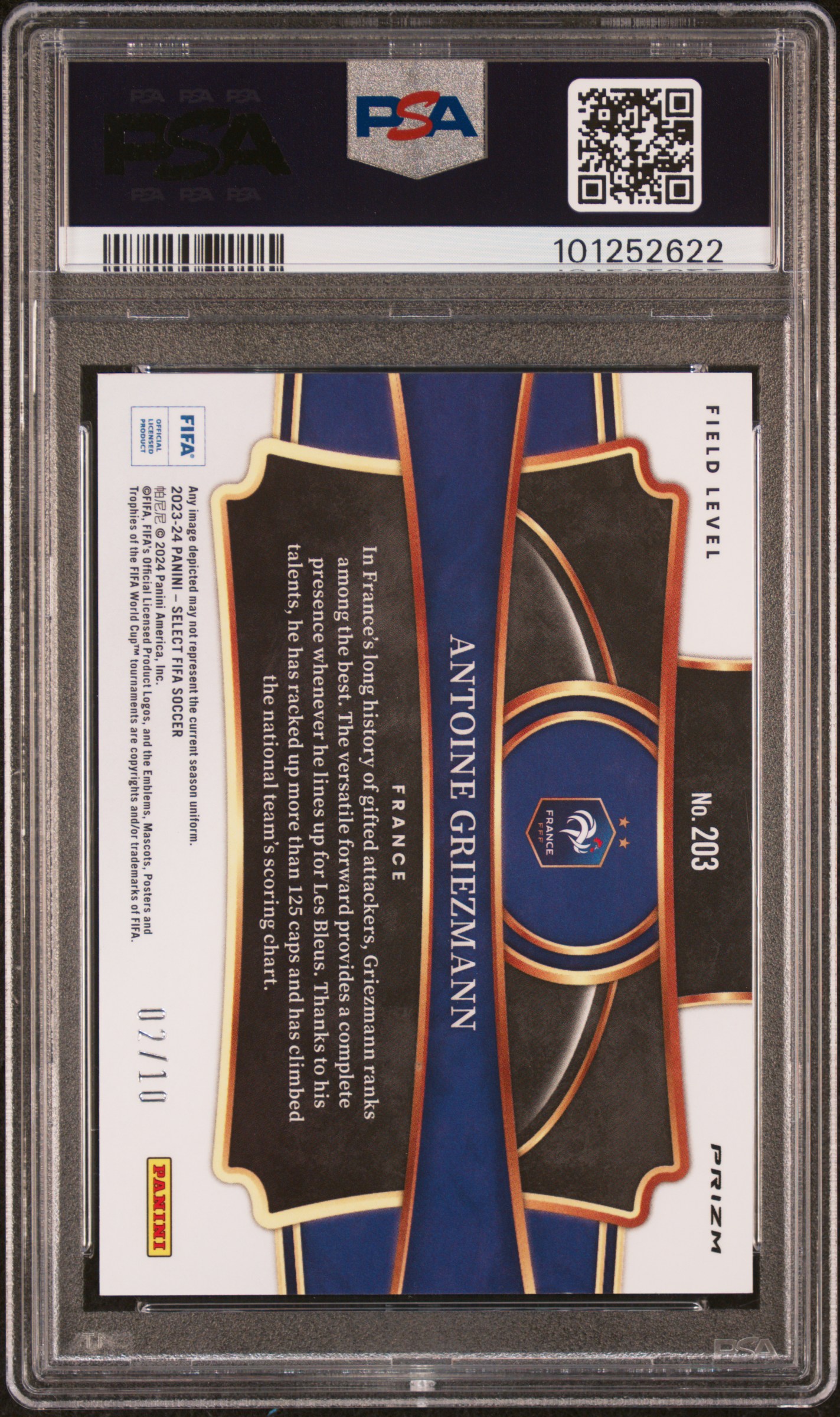 2023-24 Panini Select Fifa Antoine Griezmann #203 (Gold Mojo) Mint 9 back