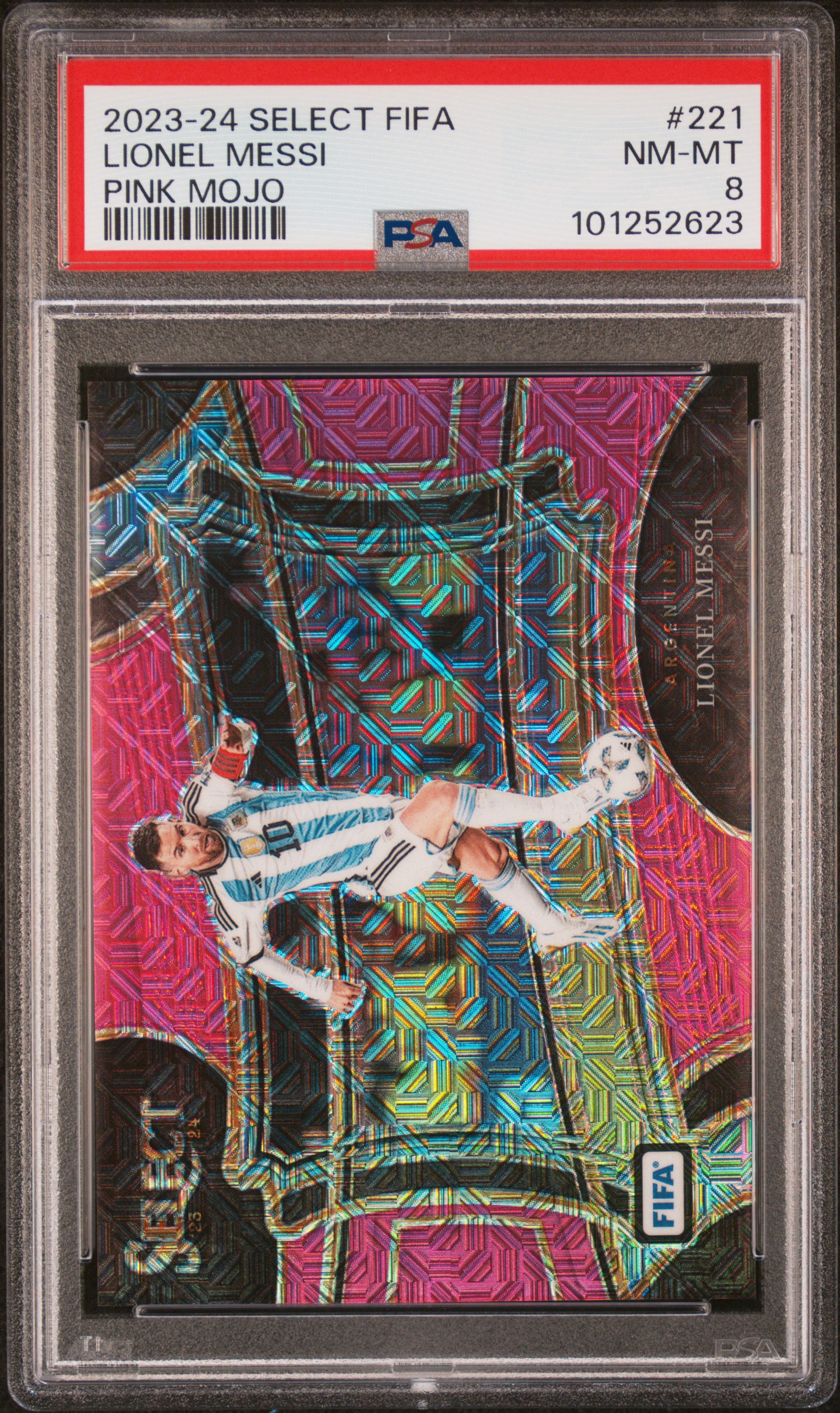 2023-24 Panini Select Fifa Lionel Messi #221 (Pink Mojo) Nm-Mt 8 front