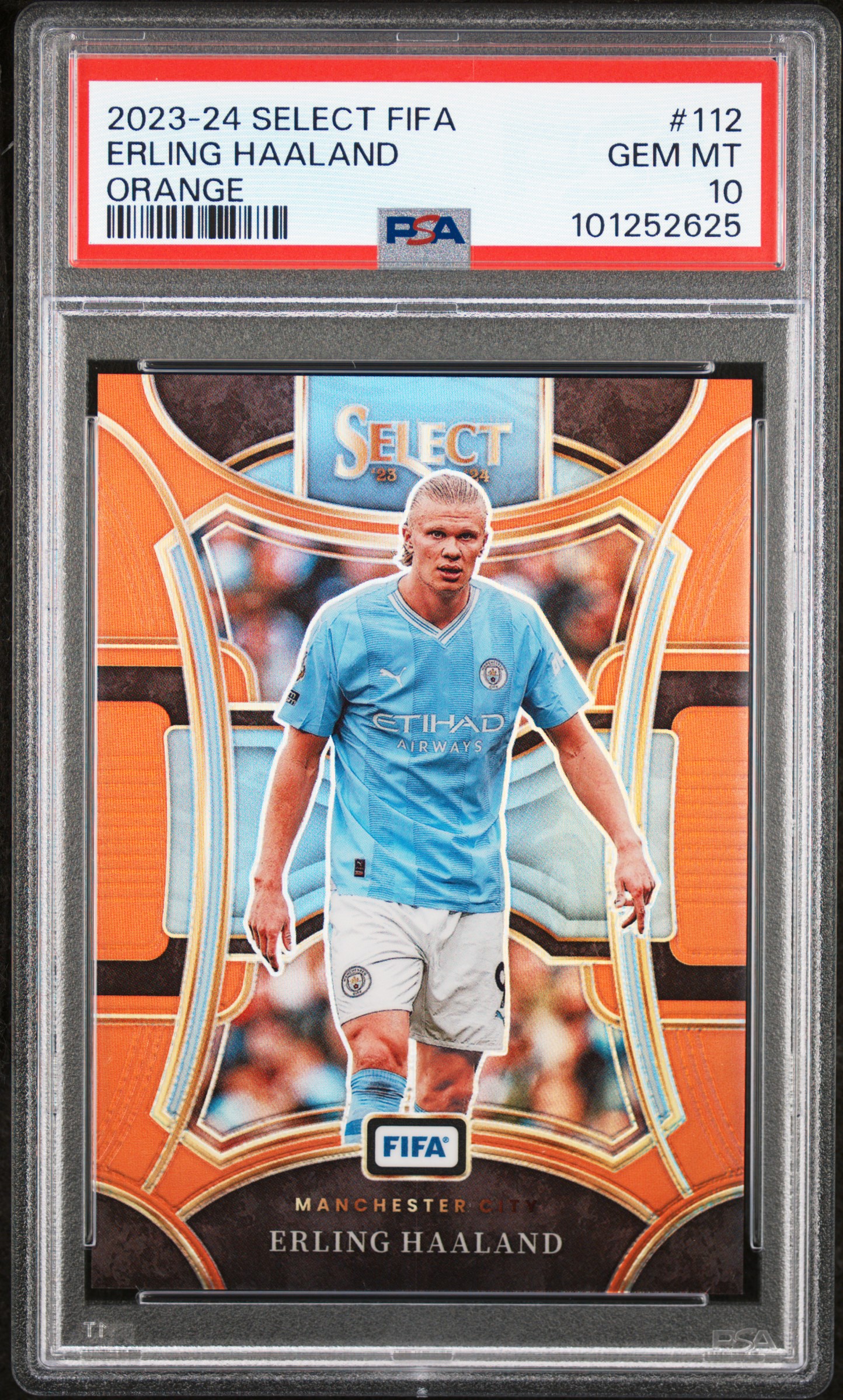 2023-24 Panini Select Fifa Erling Haaland #112 (Orange) Gem Mt 10 front