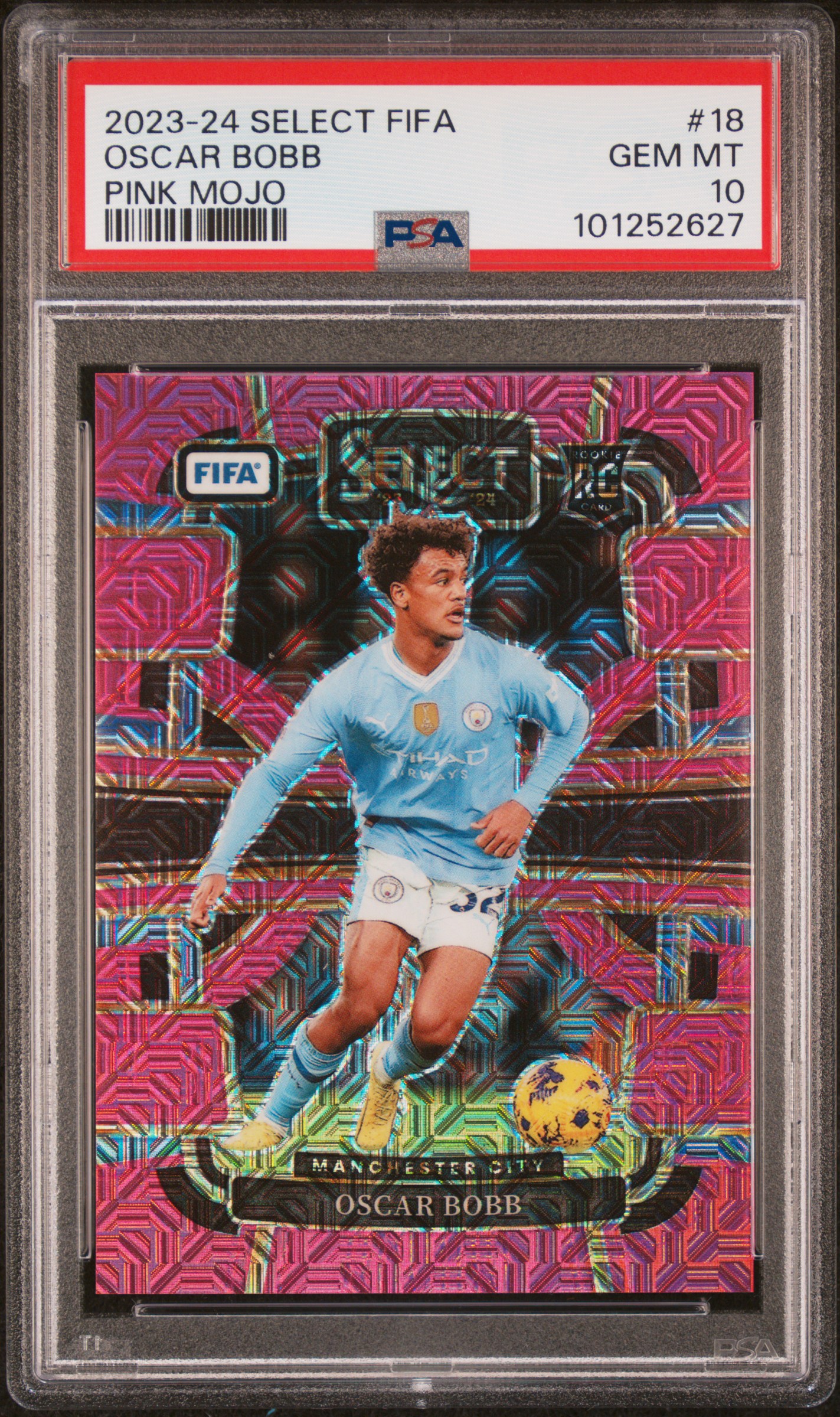 2023-24 Panini Select Fifa Oscar Bobb #18 (Pink Mojo) Gem Mt 10 front