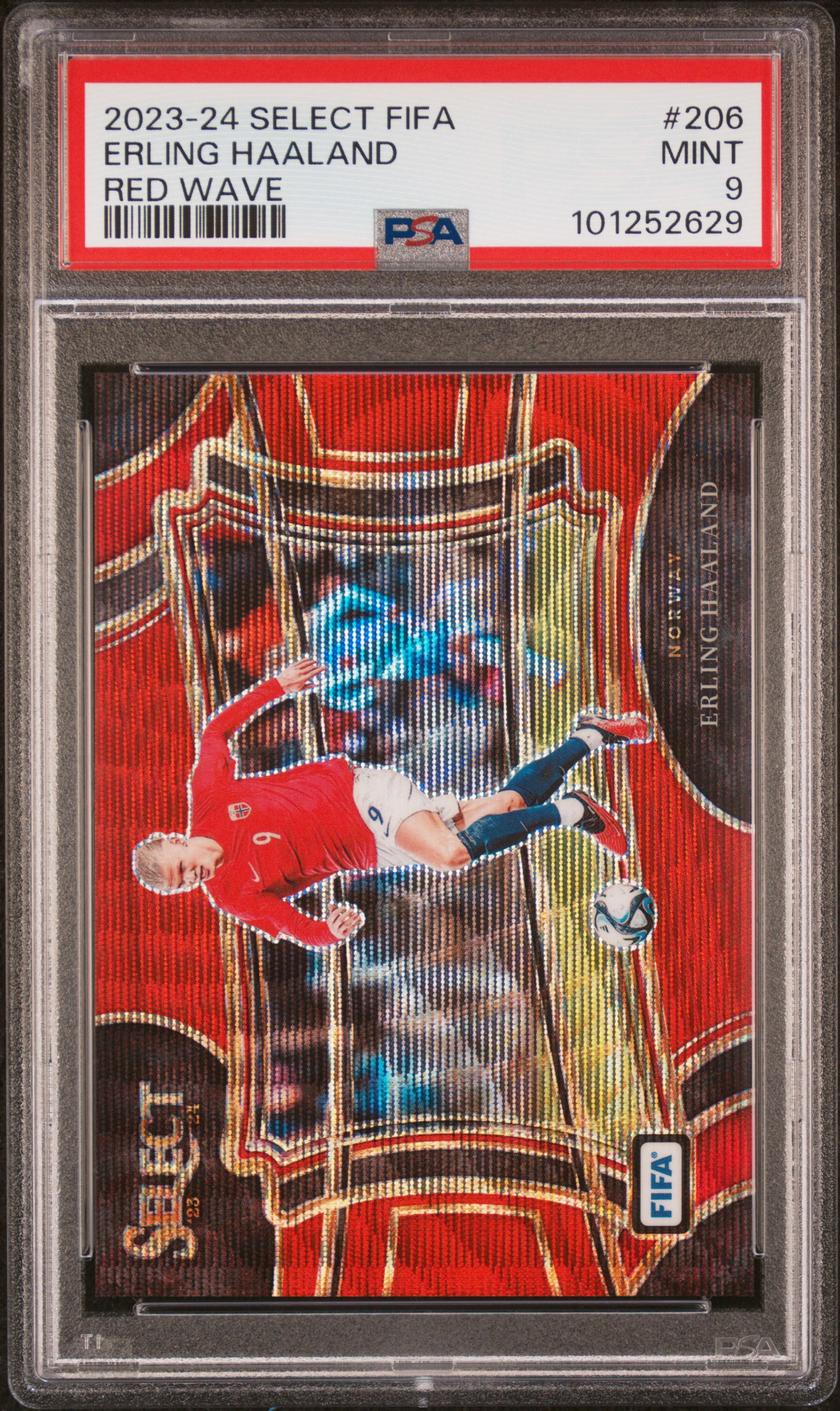 2023-24 Panini Select Fifa Erling Haaland #206 (Red Wave) Mint 9 front