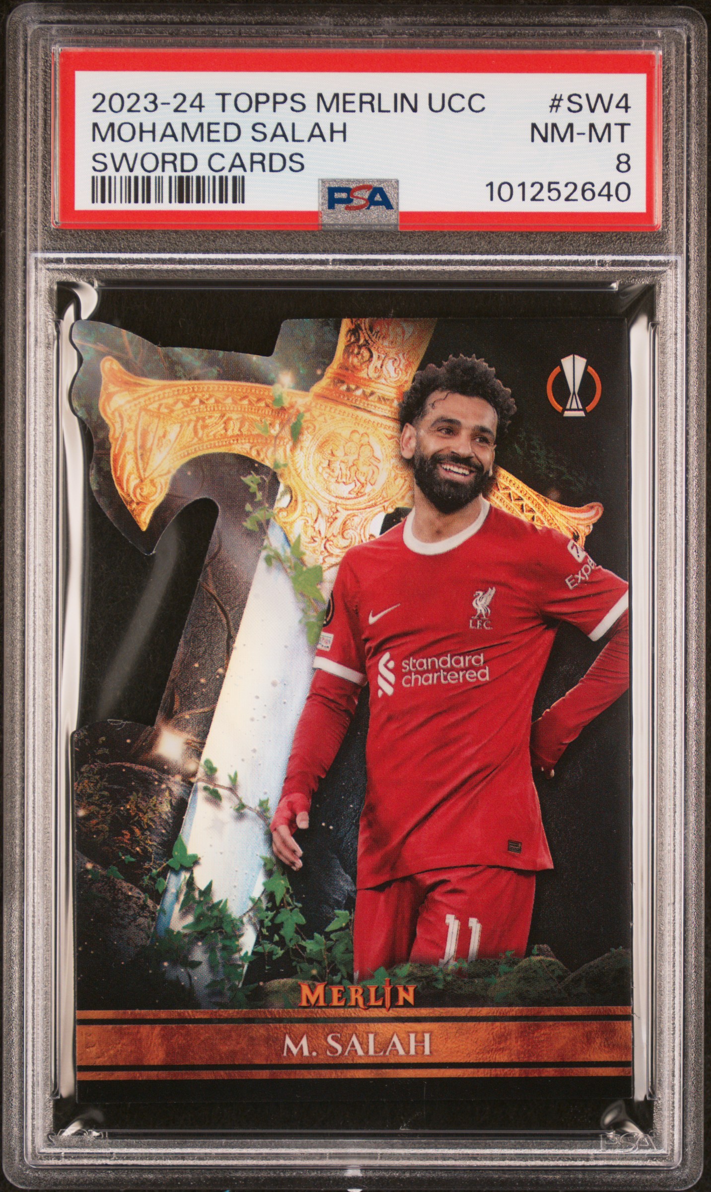2023-24 Topps Merlin Uefa Club Competitions Sword Cards Mohamed Salah #Sw4 Nm-Mt 8 front