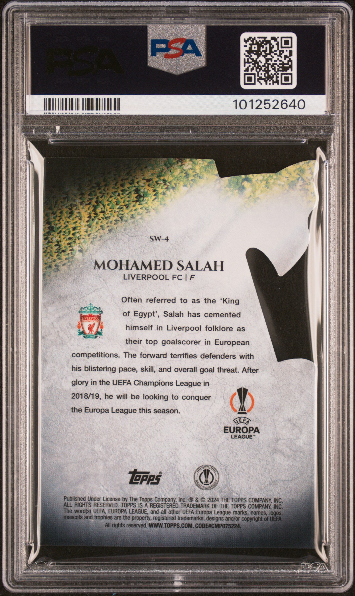 2023-24 Topps Merlin Uefa Club Competitions Sword Cards Mohamed Salah #Sw4 Nm-Mt 8 back